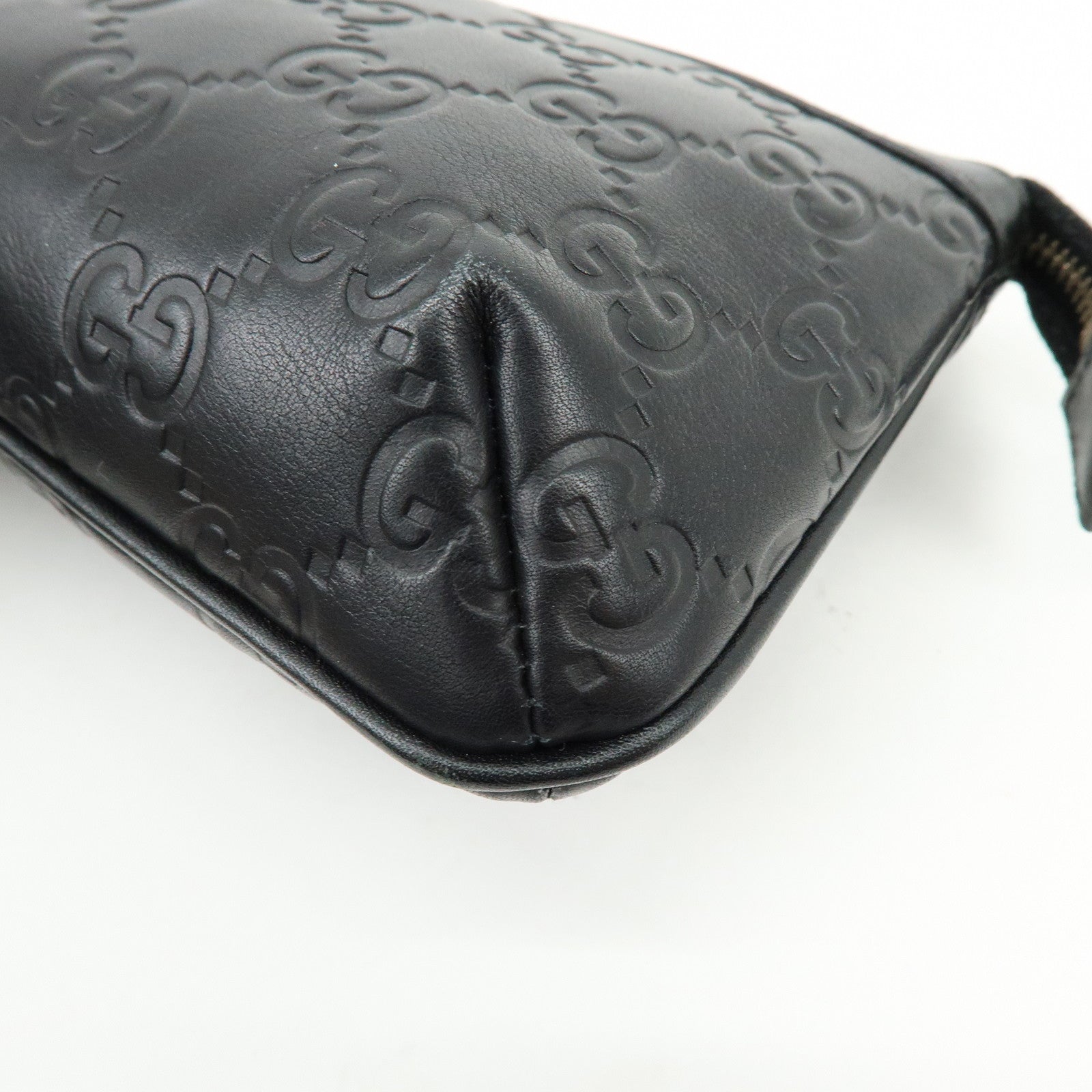 GUCCI Bamboo Guccissima Leather Clutch Bag Pouch Black 159913