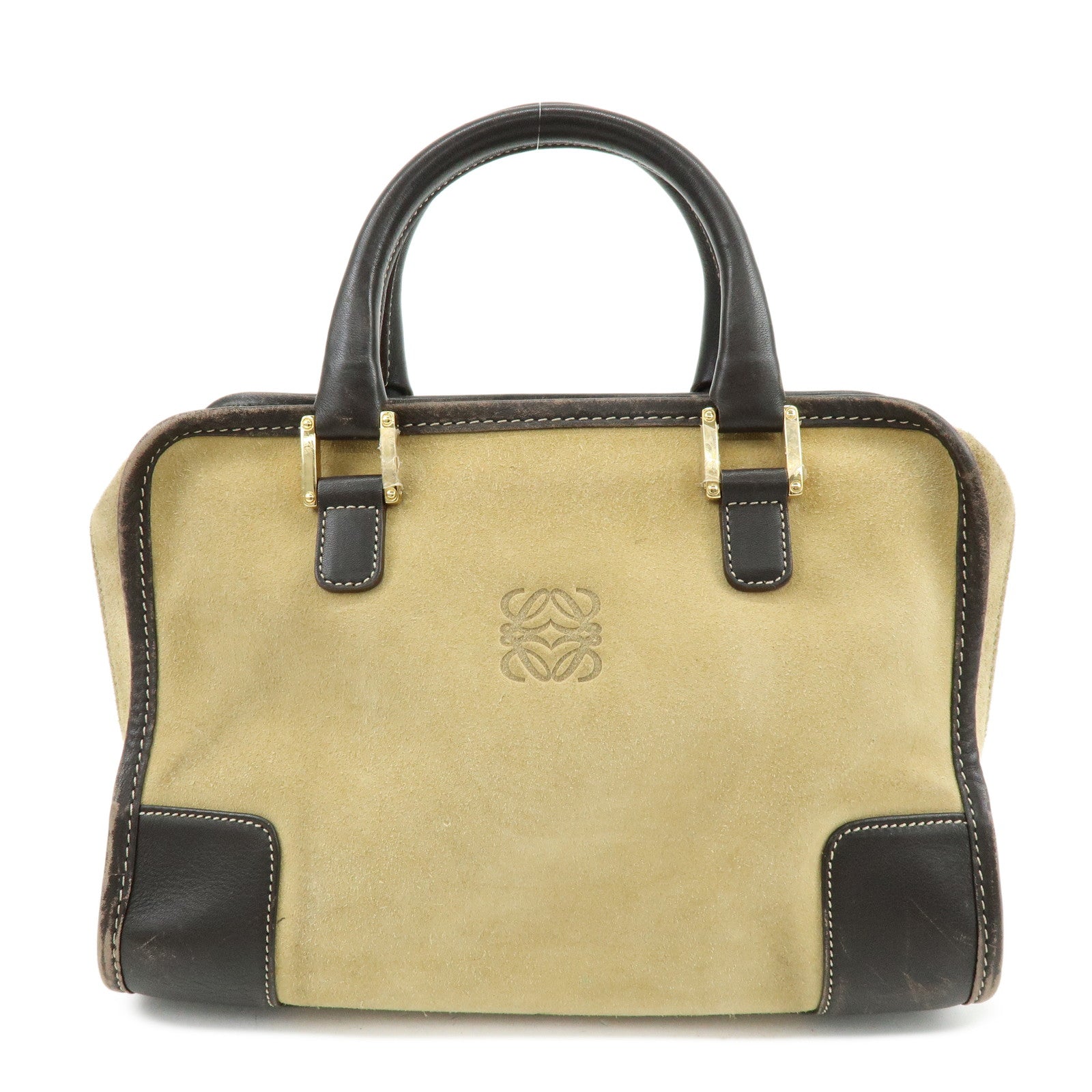 LOEWE Anagram Suede Leather Amazona 28 Hand Bag Brown