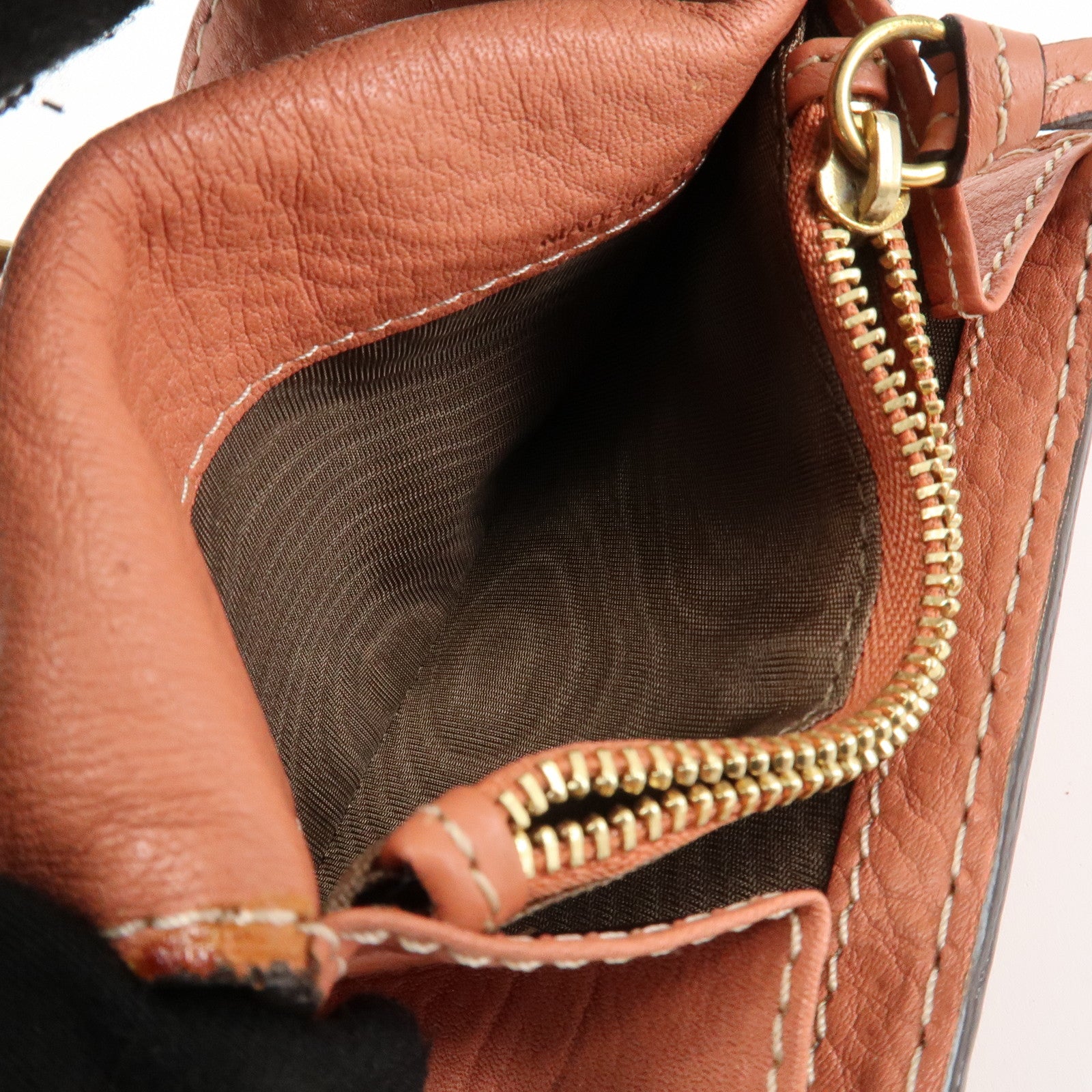 Chloe Leather Marcy Bi-fold Coin Case Card Case Orange Gold Hardware Used