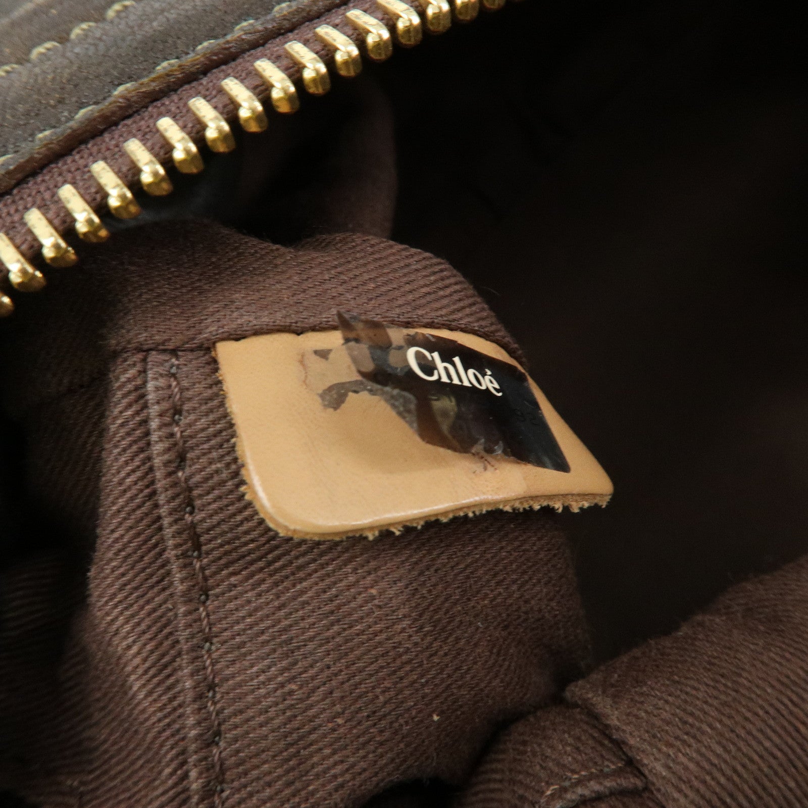 Chloe Leather Shoulder Bag Mini Boston Bag Brown