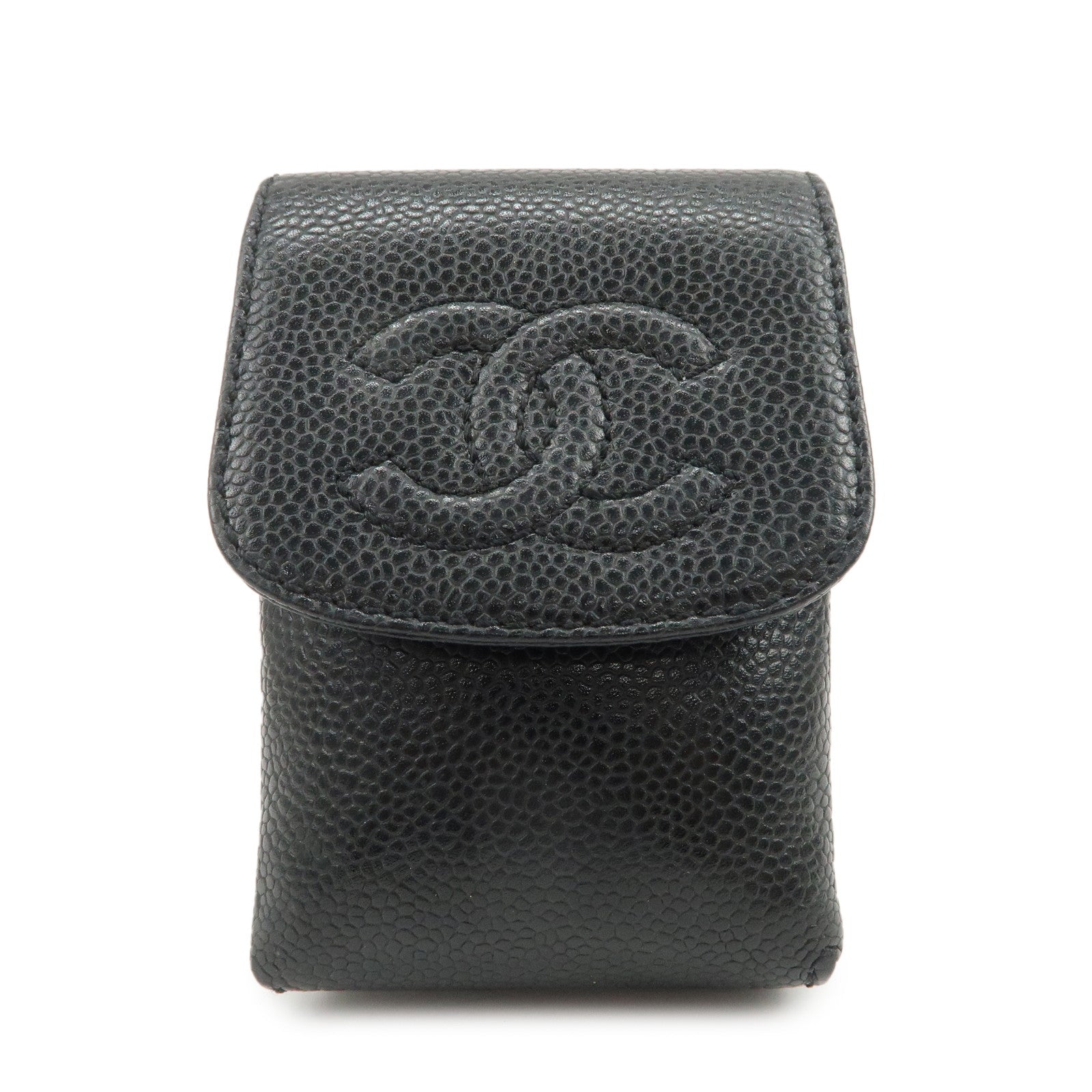CHANEL COCO Mark Caviarskin Cigarette Case Black A13511