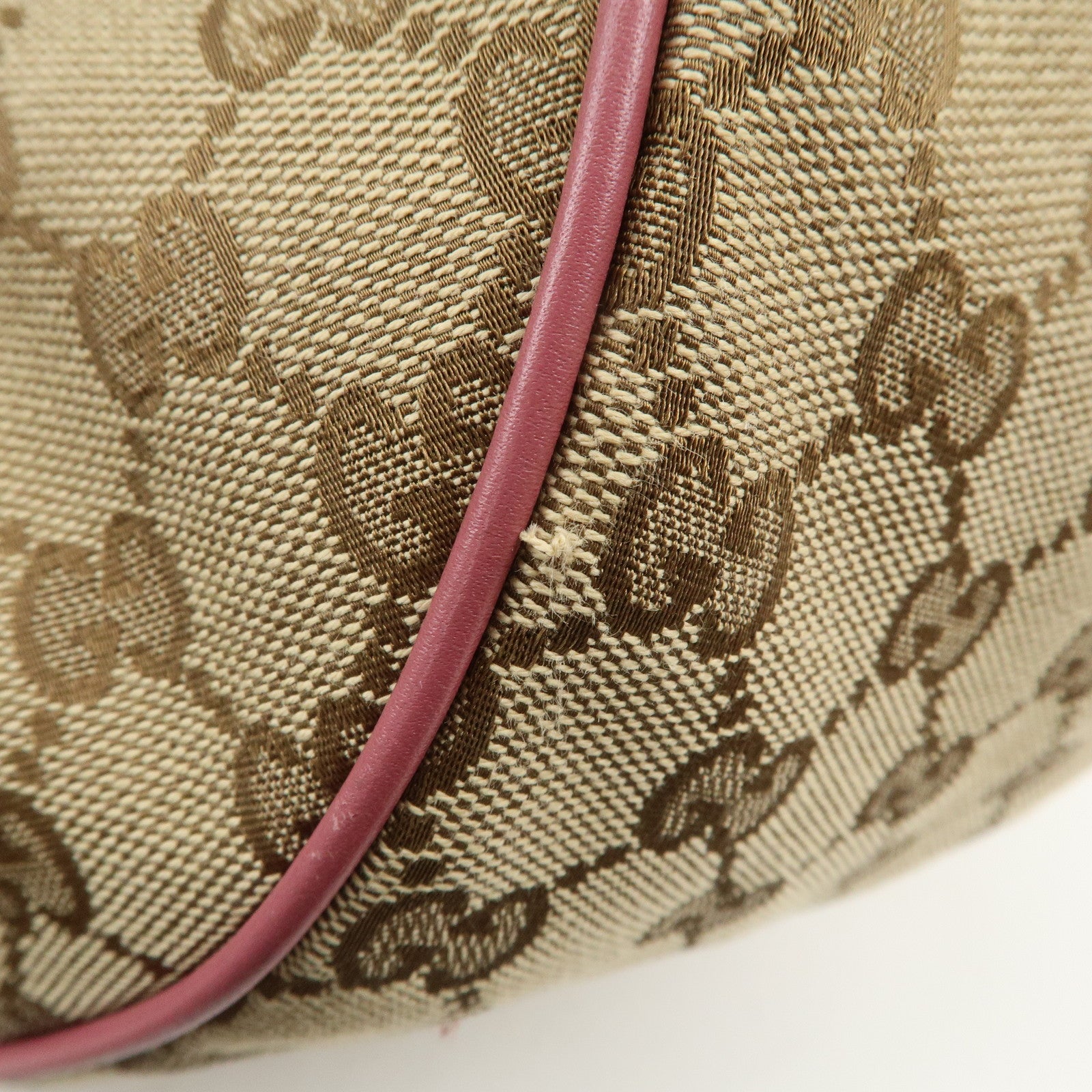 GUCCI Sukey Interlocking G GG Canvas Leather Shoulder Bag Beige