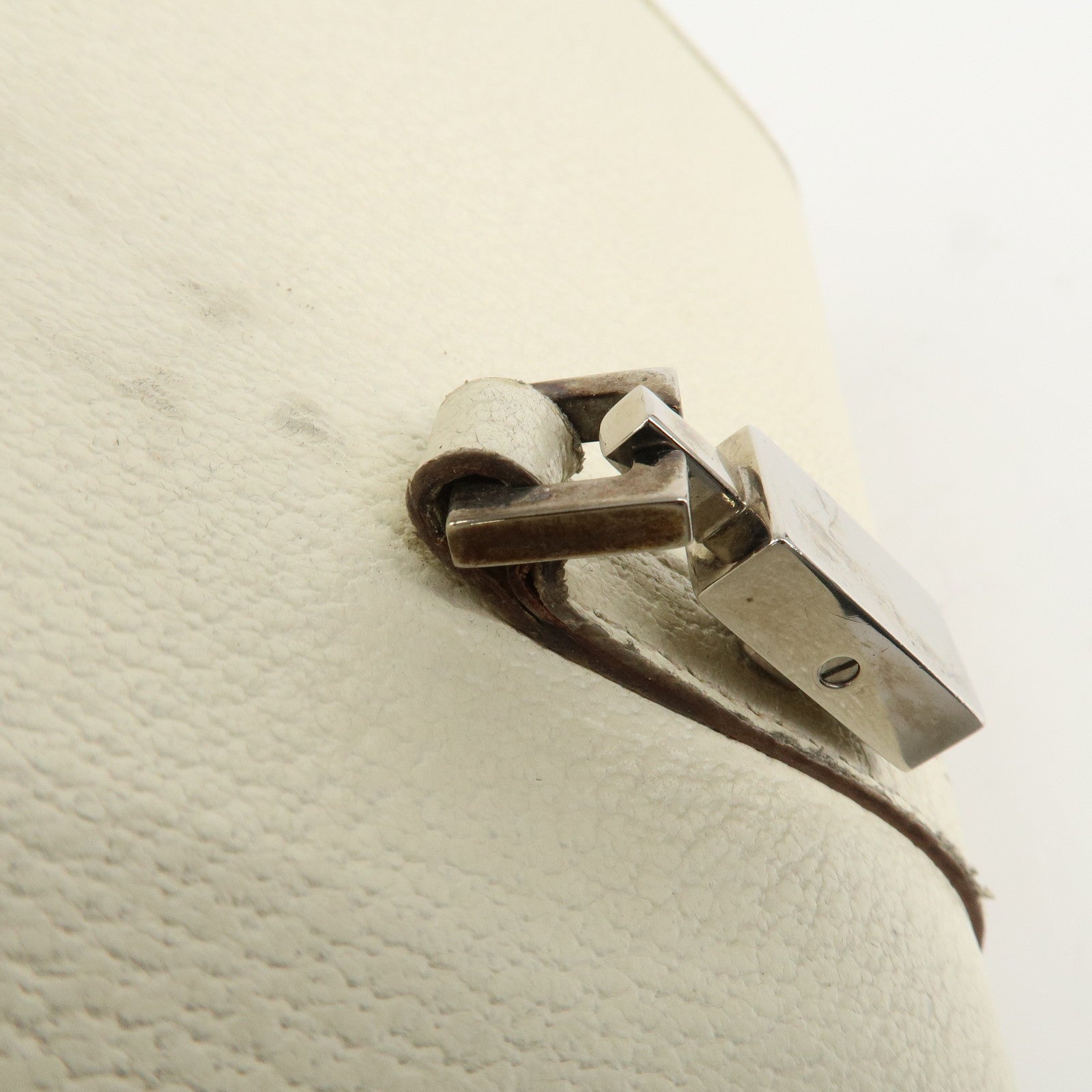 GUCCI Jackie Leather Shoulder Bag Hand Bag Ivory Silver HDW Used