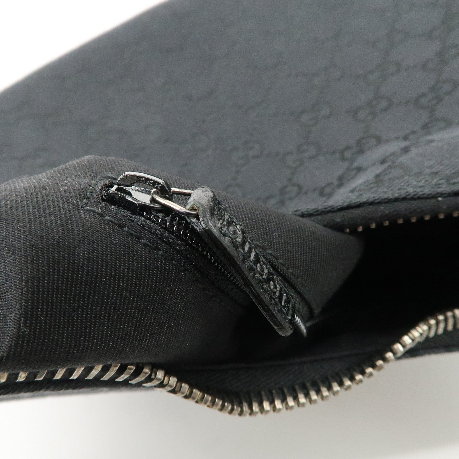 GUCCI GG Canvas Leather Shoulder Bag Hand Bag Black 115003