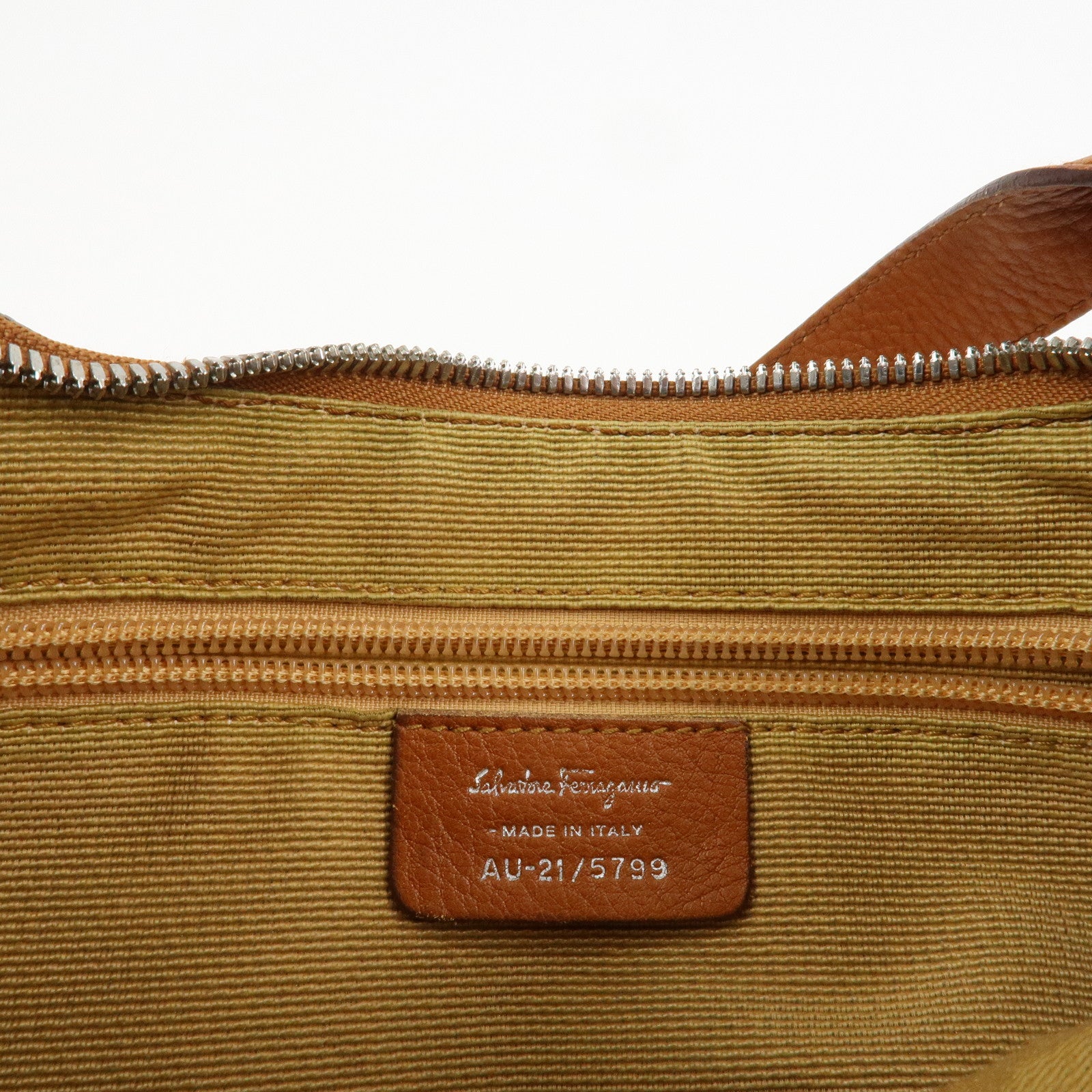 Ferragamo Gancini Leather Shoulder Bag Hand Bag Brown