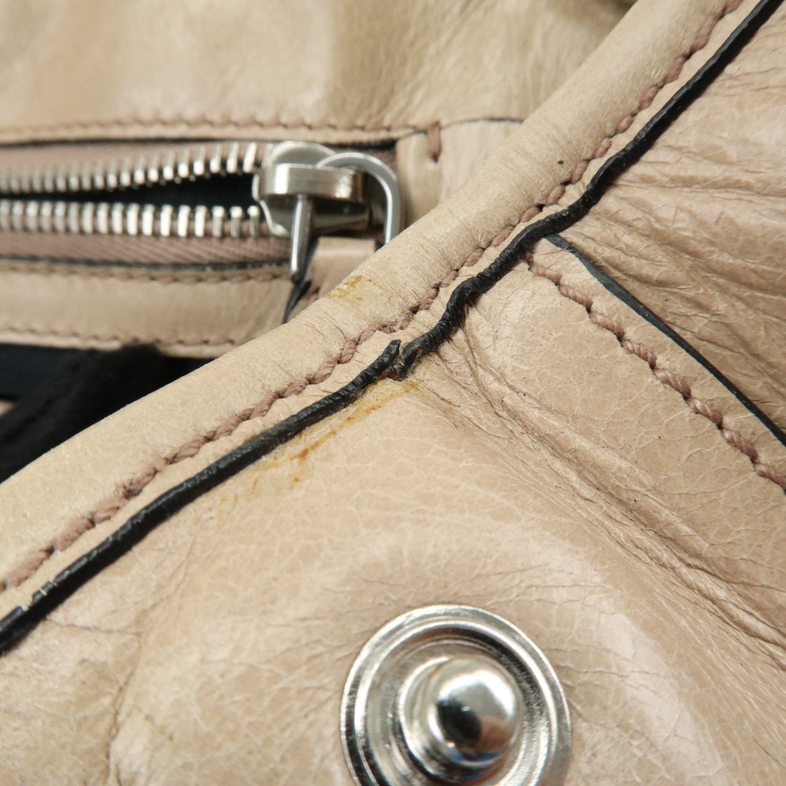 MIU MIU Leather 2Way Bag Hand Bag Shoulder Bag Beige RN0685