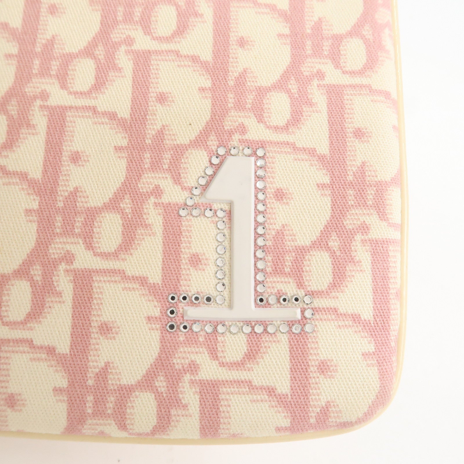 Christian Dior Trotter Girly Canvas PVC Shoulder Bag Pink Ivory