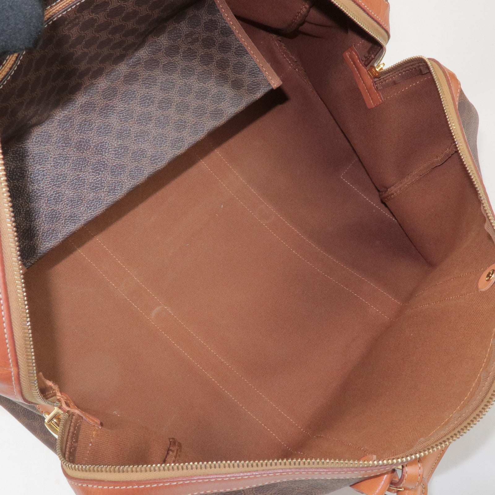 CELINE Macadam PVC Leather 2Way Boston Bag Hand Shoulder Bag Brown