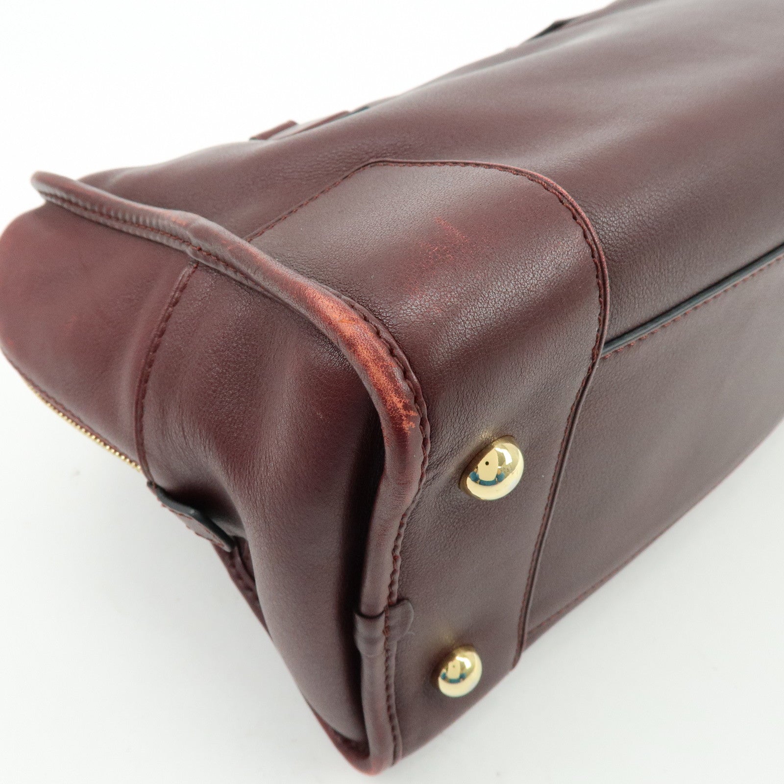 LOEWE Anagram Amazona 36 Calf Leather Hand Bag Boston Bag Wine Red