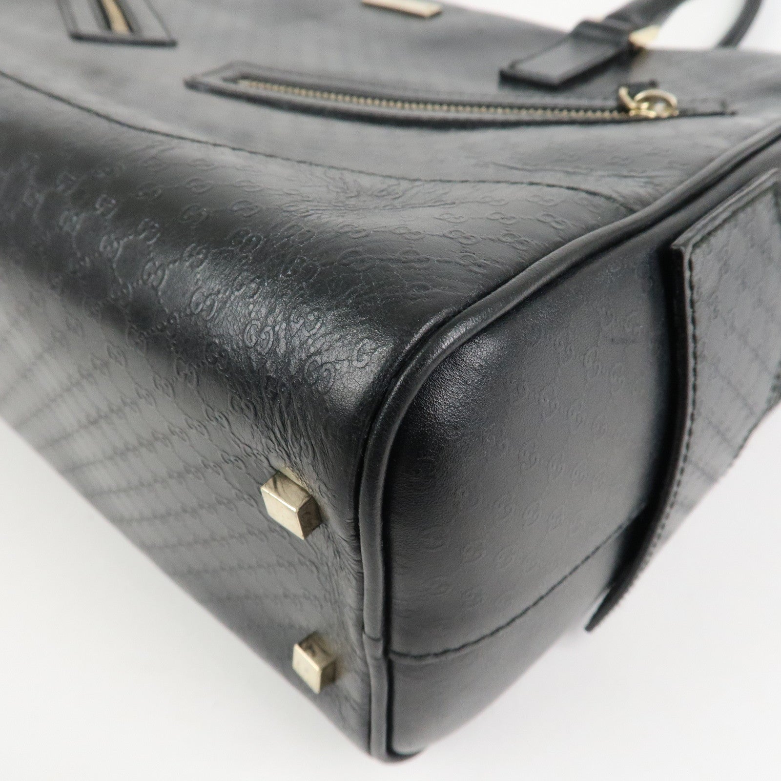 GUCCI Micro Guccissima Leather Hand Bag Black 022.1115