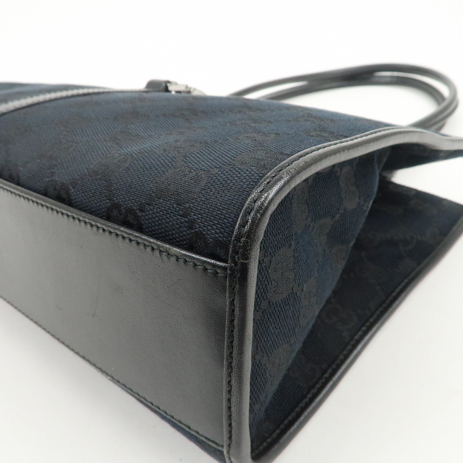 GUCCI Jackie GG Monogram Canvas Leather Shoulder Bag Black 002・1073