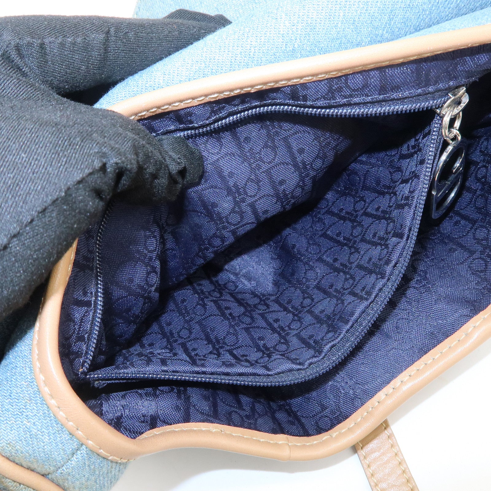 Christian Dior Saddle Denim Leather Shoulder Bag Crossbody Bag