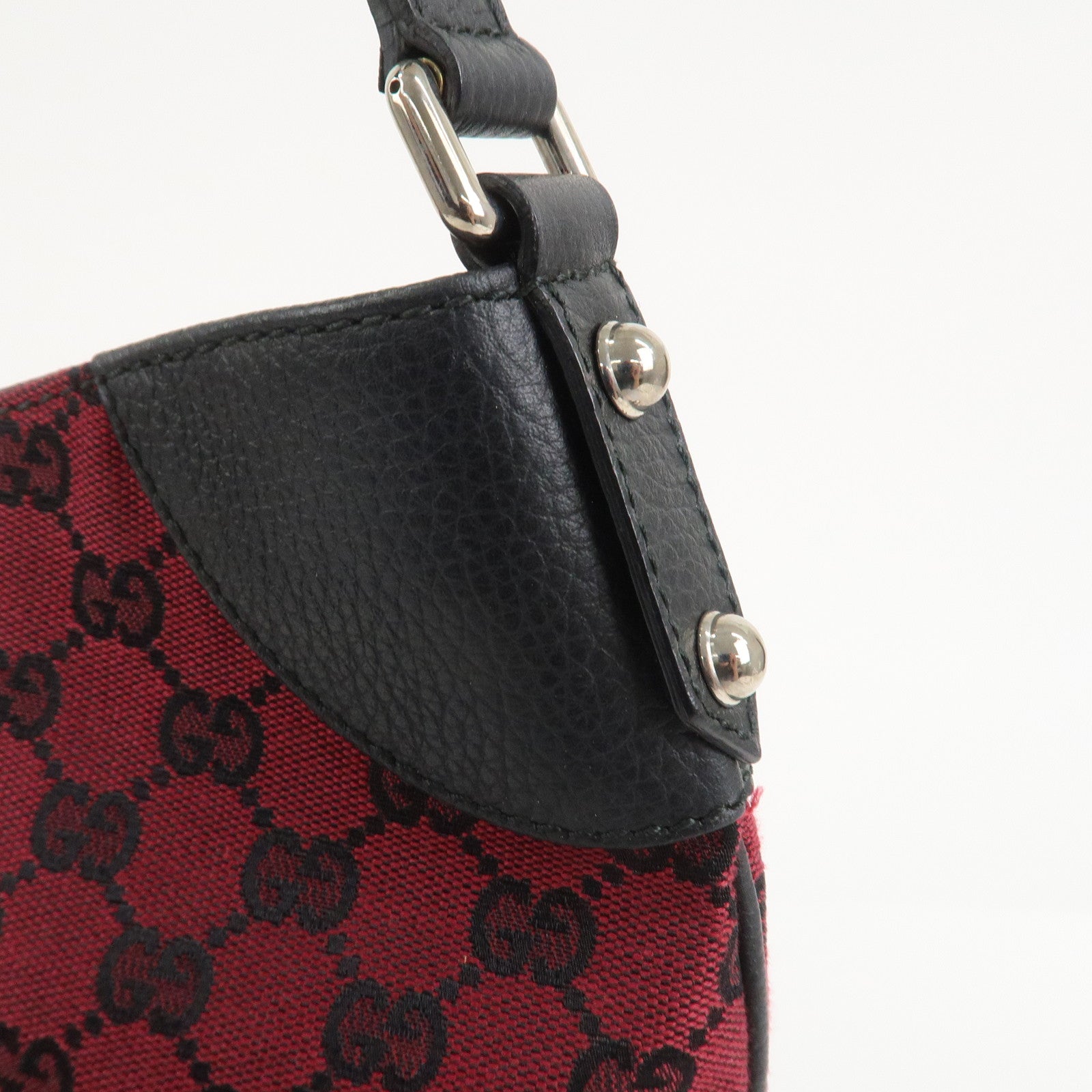 GUCCI GG Canvas Leather Shoulder Bag Red Black 272389