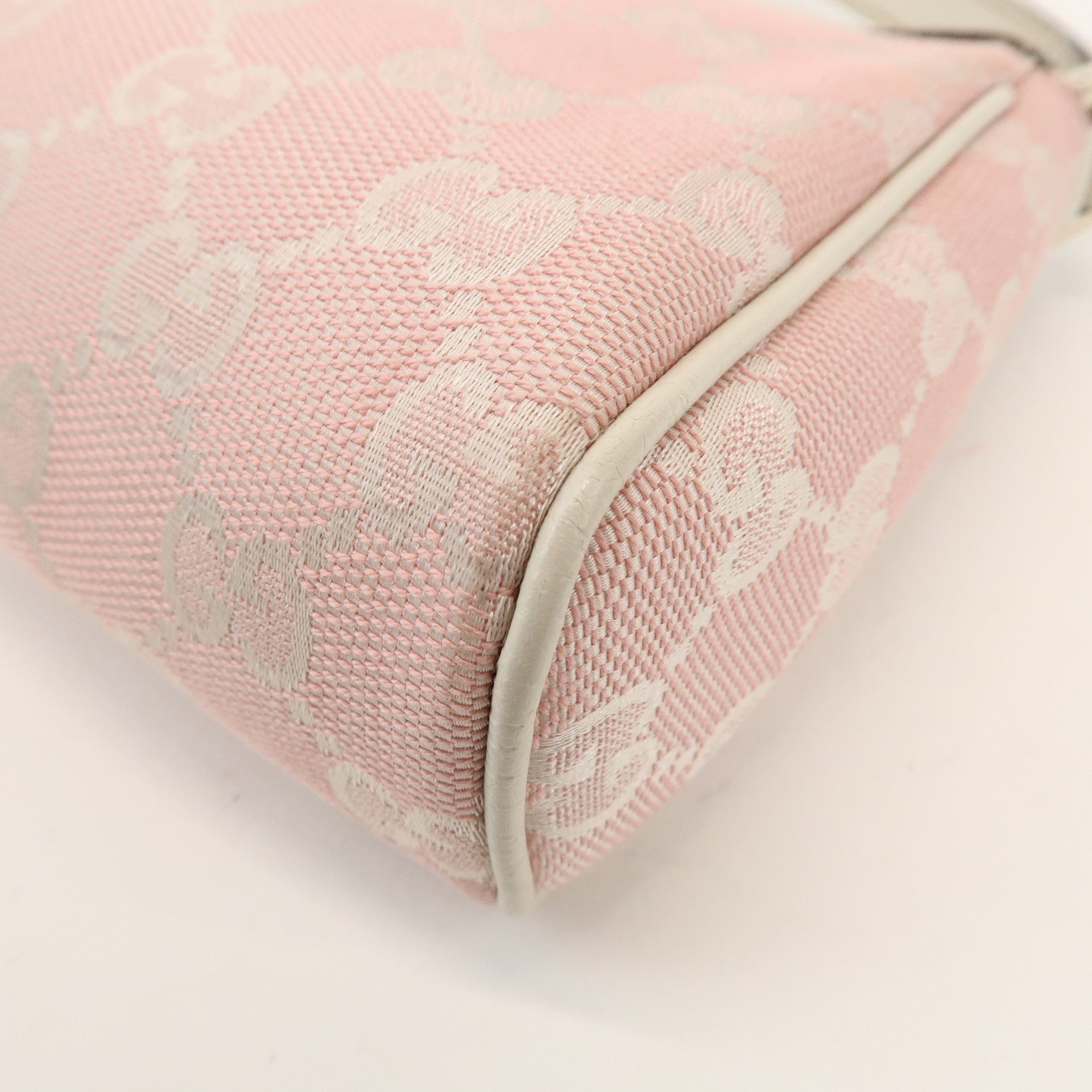 GUCCI Abbey GG Canvas Leather Accessory Pouch Hand Bag Pink 45750