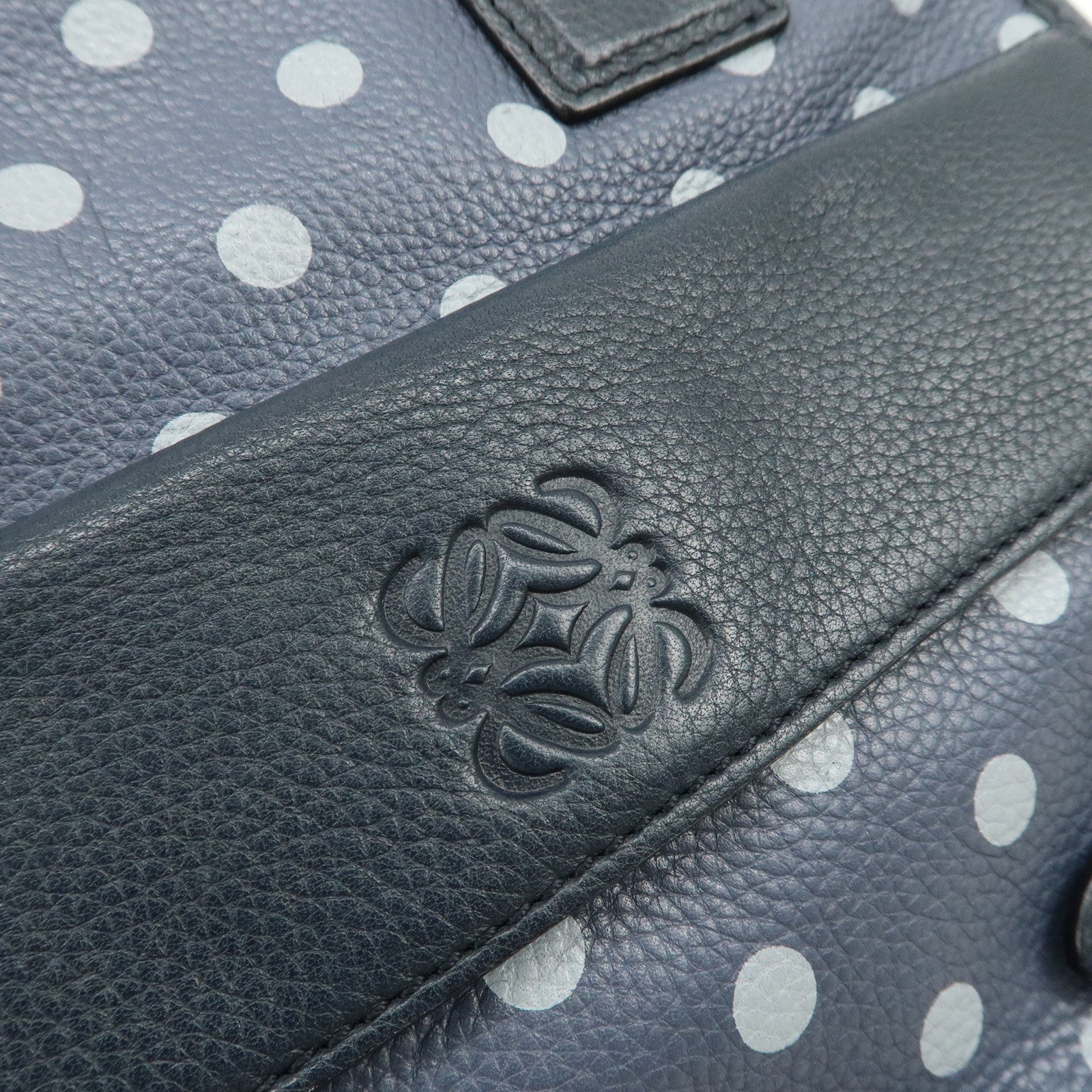 LOEWE Amazona Cruz Leather 2Way Bag Hand Bag Shoulder Bag Navy