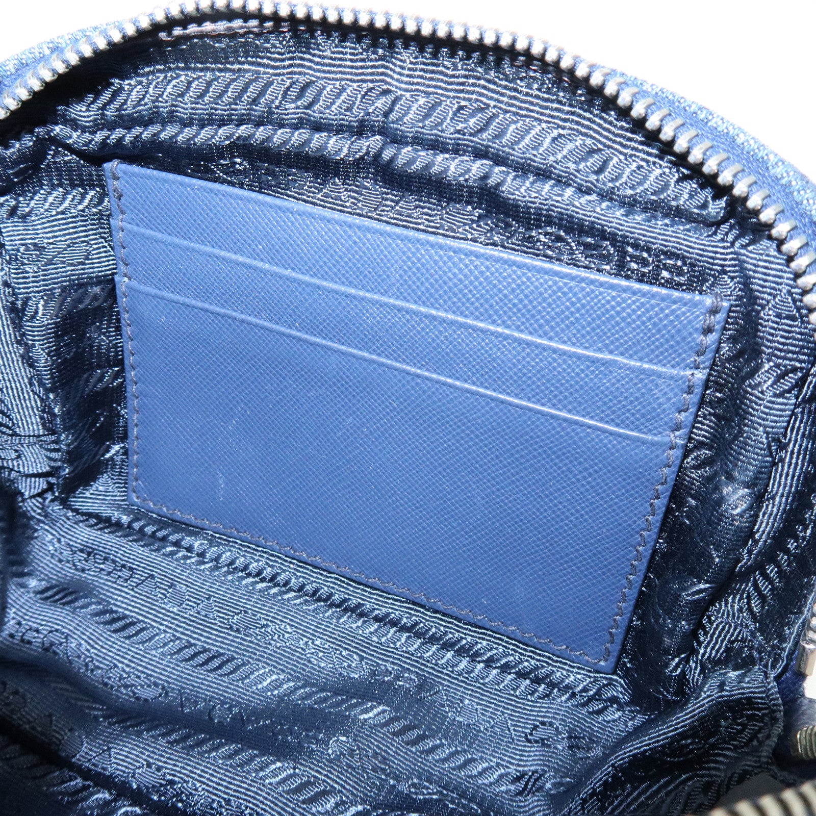 PRADA Logo Denim Shoulder Bag Crossbody Bag Rhinestone Blue