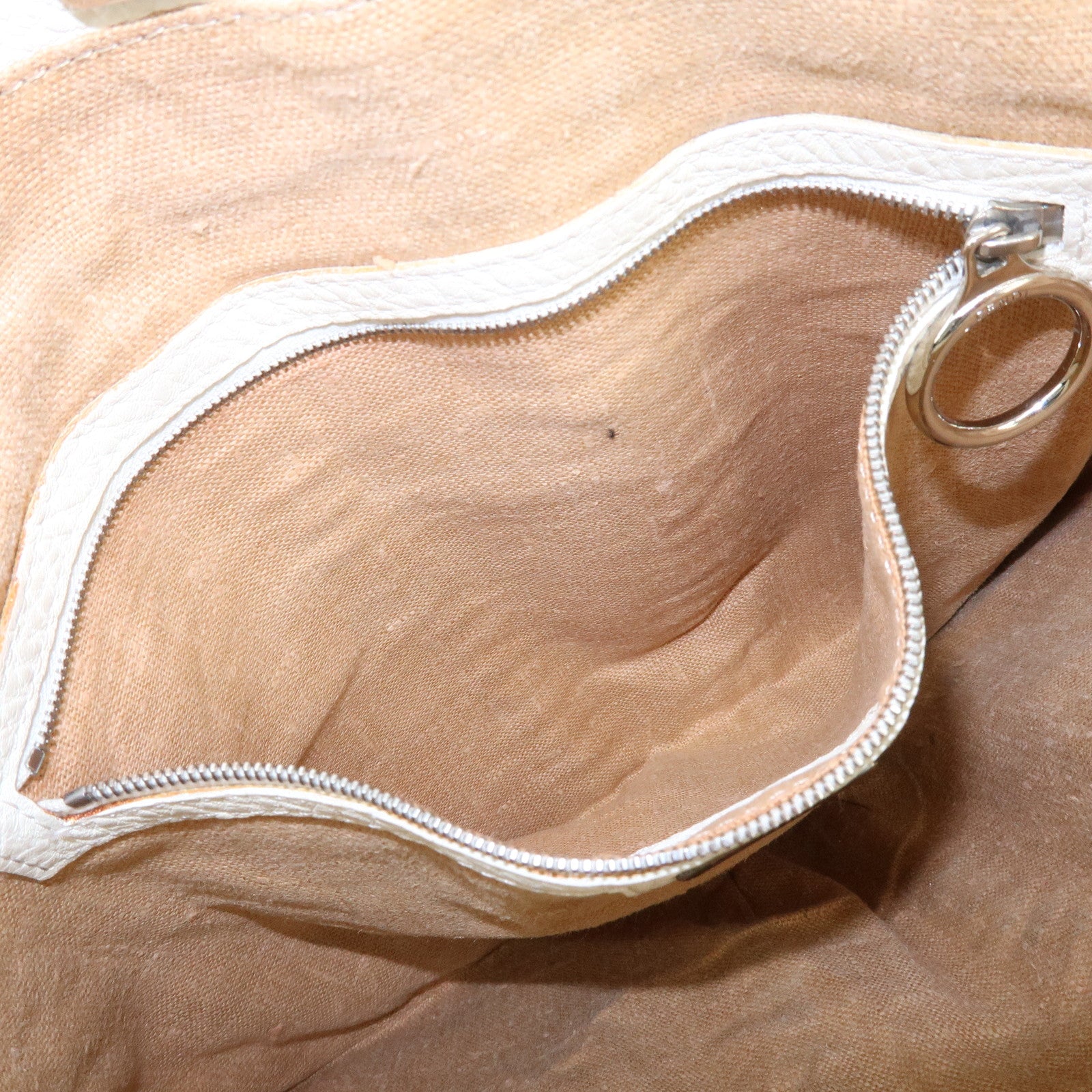 FENDI Unborn Calf Leather Tote Bag Leopard White Beige 8BR285