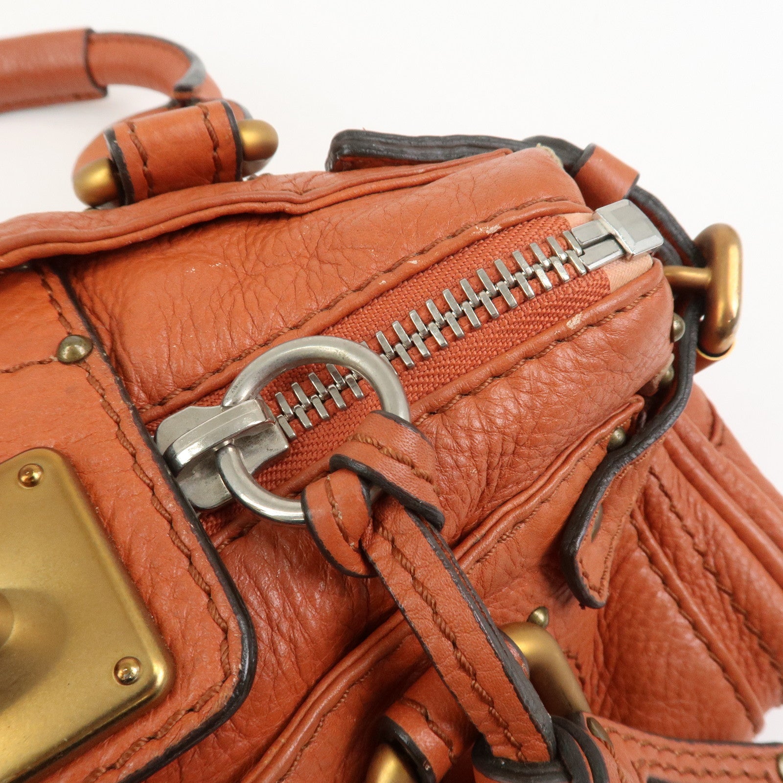 Chloe Paddington Leather Hand Bag Shoulder Bag Orange