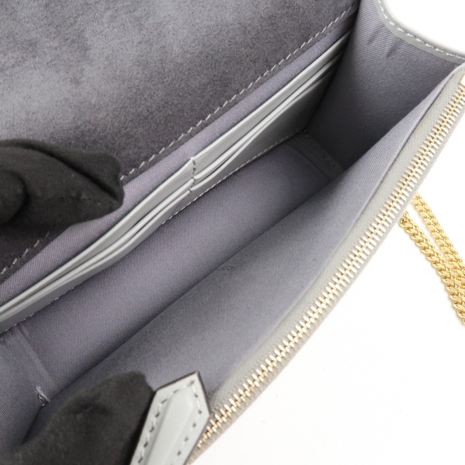 FENDI Leather Studs Shoulder Bag Hand Bag Grey 8M0346