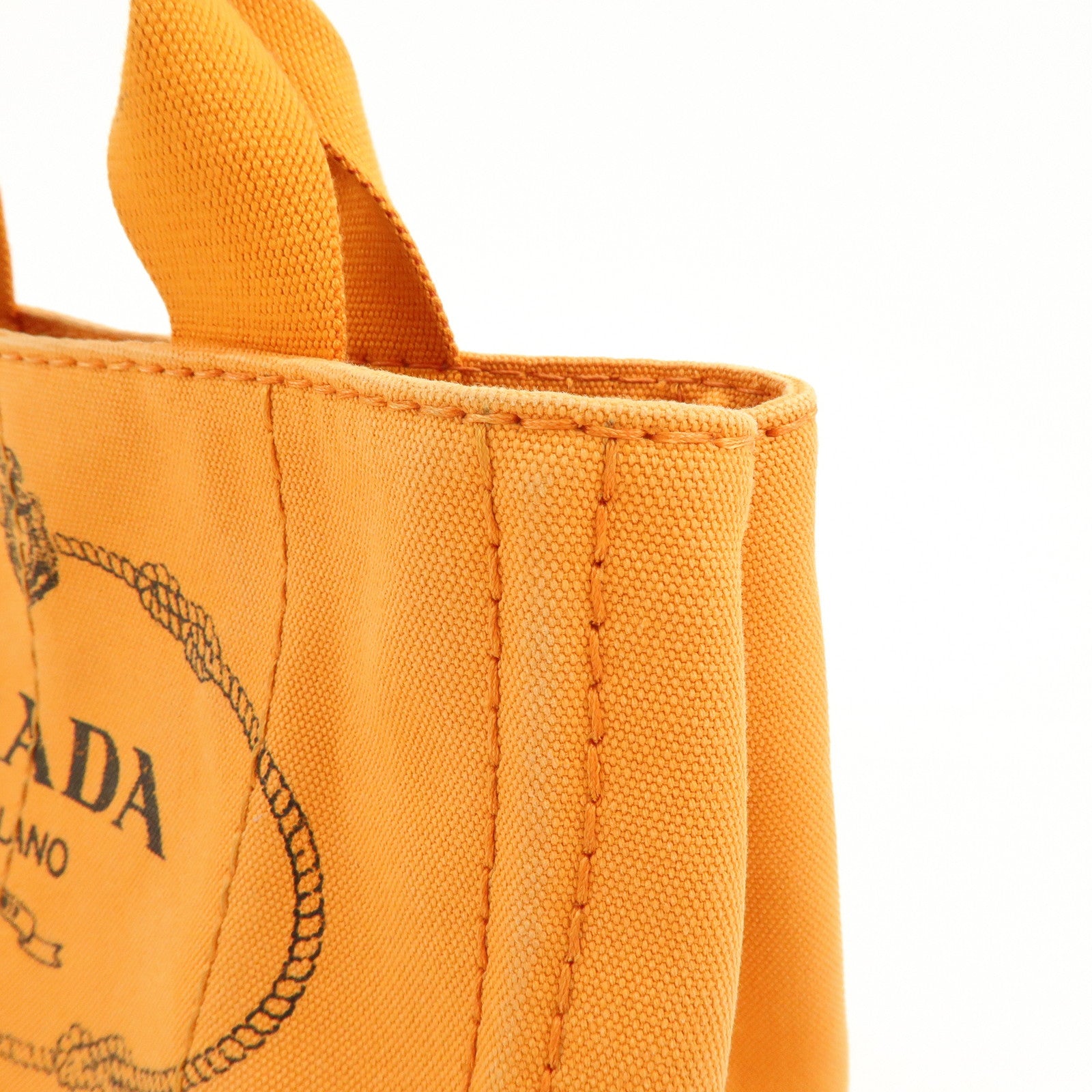 PRADA Canapa Mini Canvas Tote Bag Hand Bag BN2439 Orange