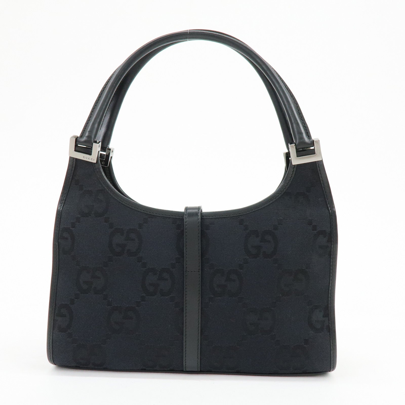GUCCI Jackie GG Canvas Leather Shoulder Bag Hand Bag Black 002.1068