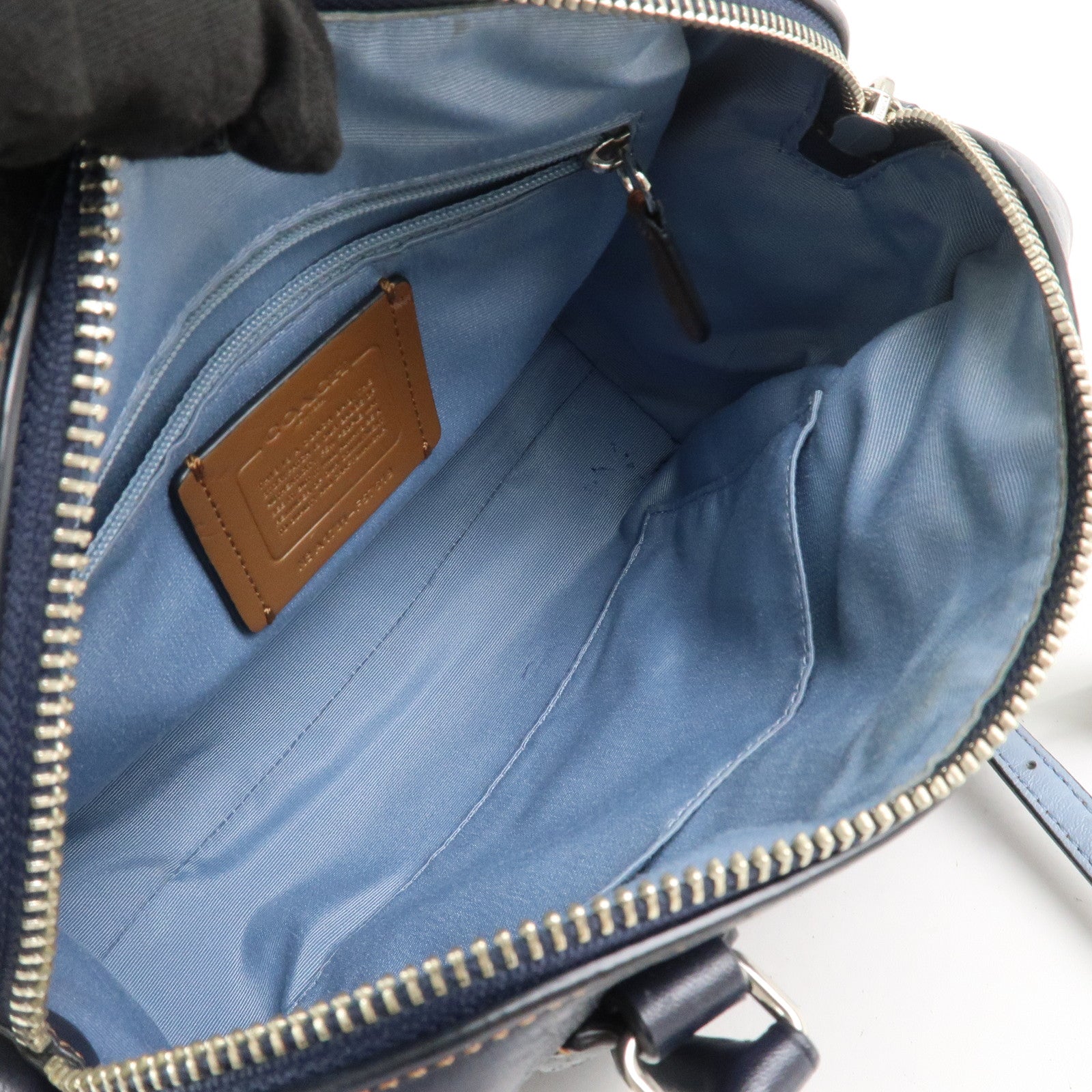 COACH Signature Denim Leather 2Way Bag Shoulder Bag Hand Bag