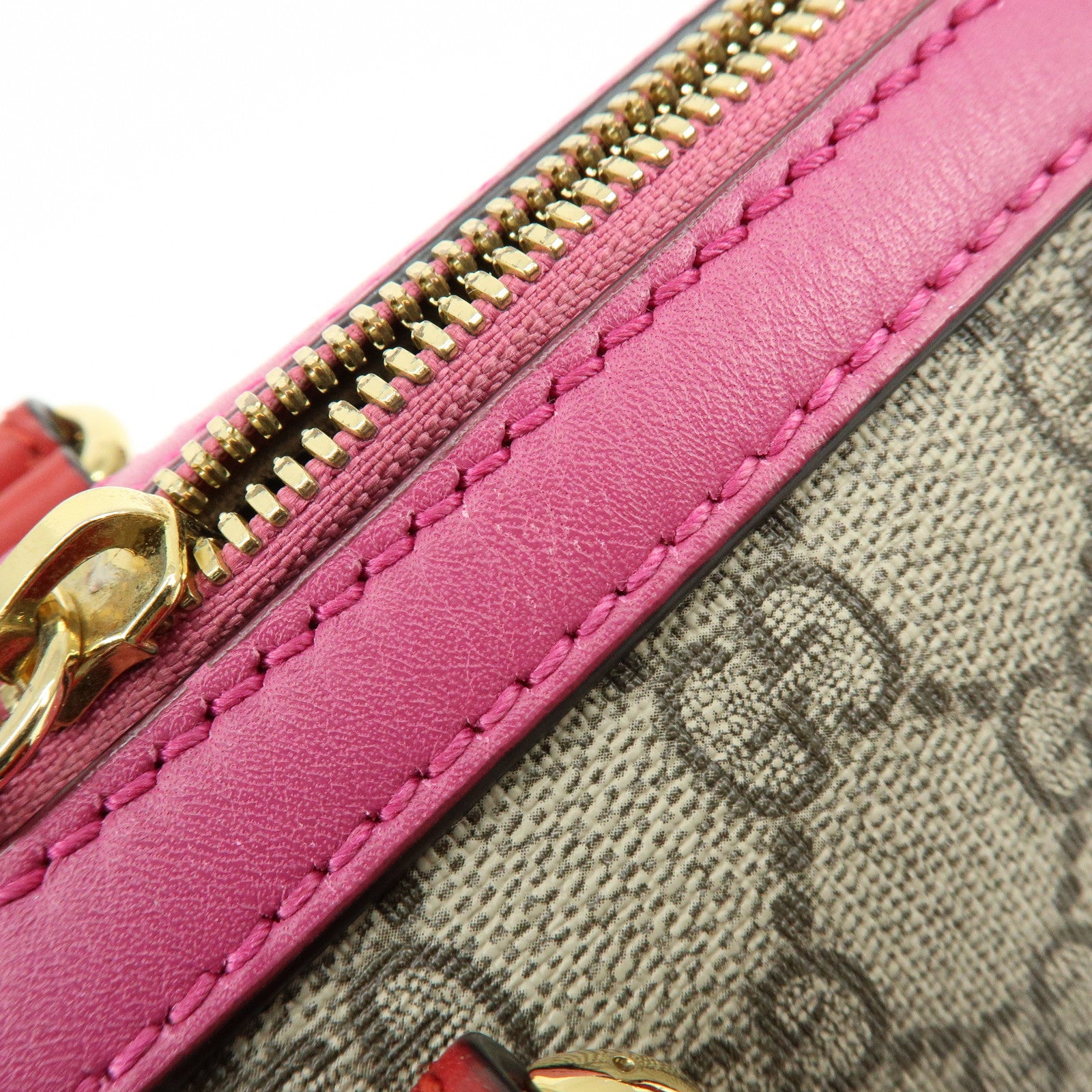 GUCCI GG Supreme Leather 2WAY Shoulder Bag Beige Red Pink 409529