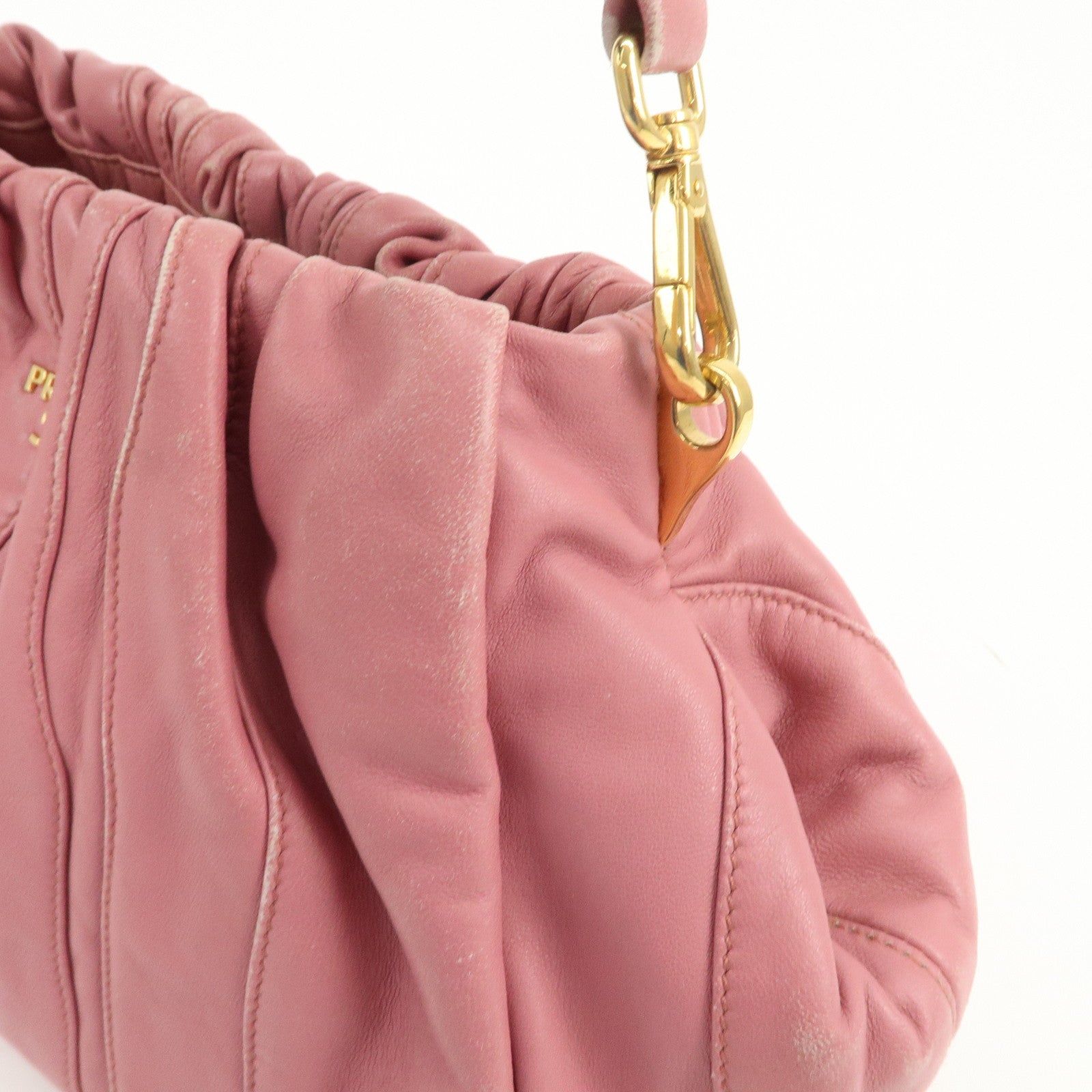 PRADA Leather 2Way Bag Hand Bag Shoulder Bag Pink BN1682