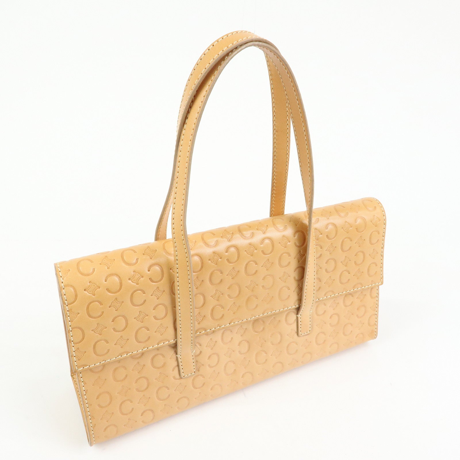 CELINE C Macadam Leather Shoulder Bag Hand Bag Light Brown