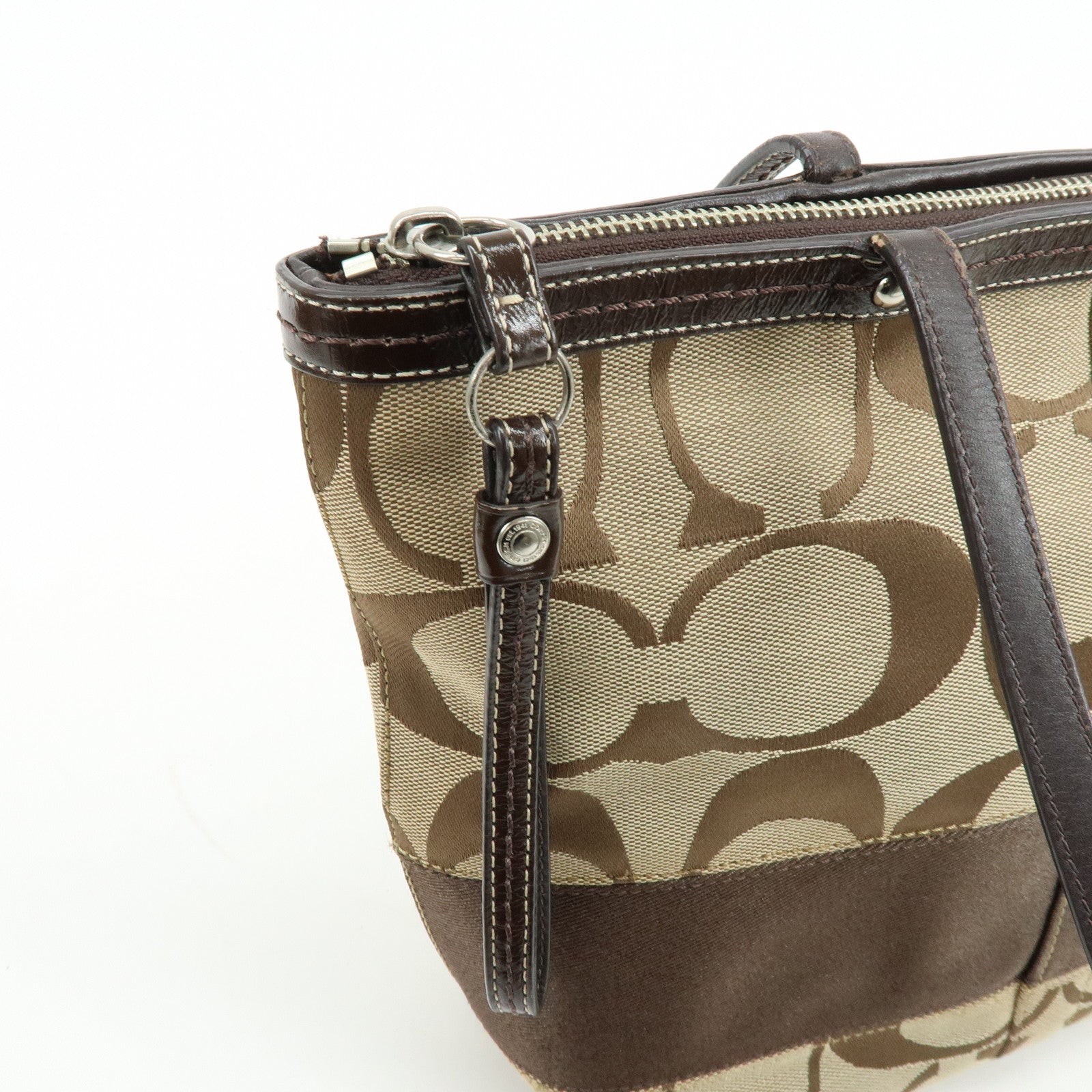 COACH Set of 2 Signature Canvas Leather Shoulder Bag Beige Brown