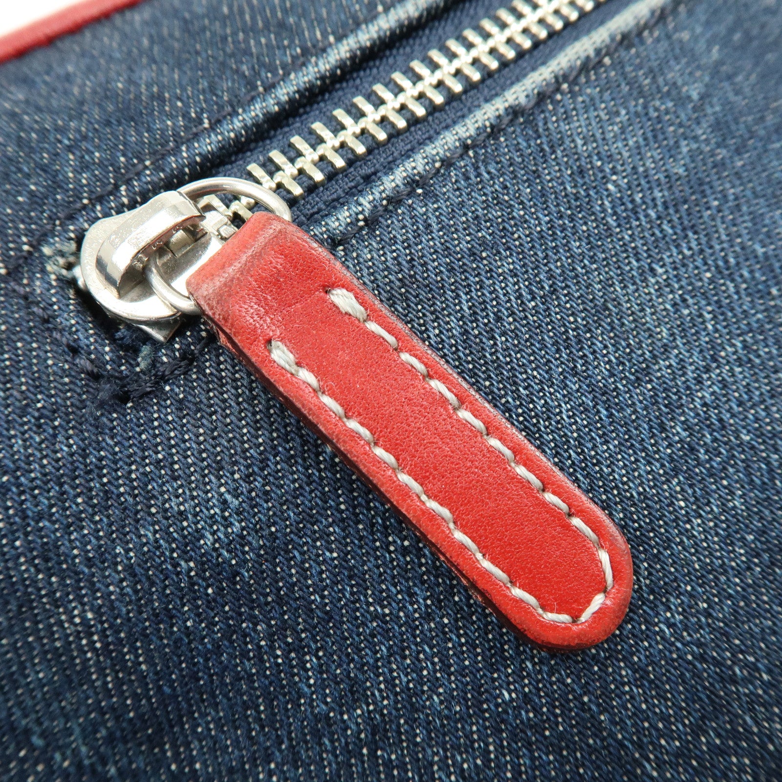 BURBERRY Blue Label Denim Leather 2Way Shoulder Hand Bag Blue Red
