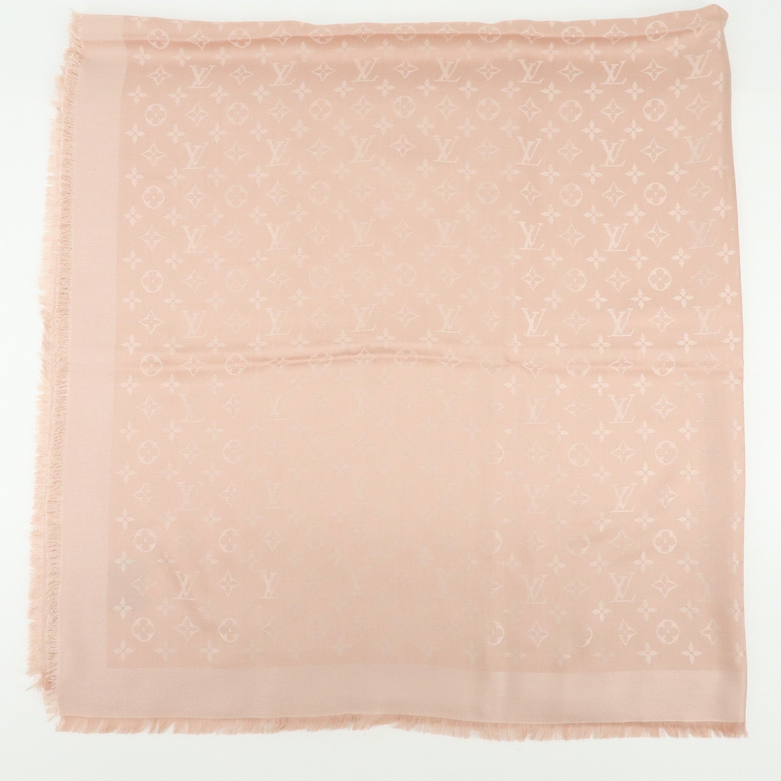 Louis Vuitton Monogram Silk Wool Scarf Shawl Pink M74441