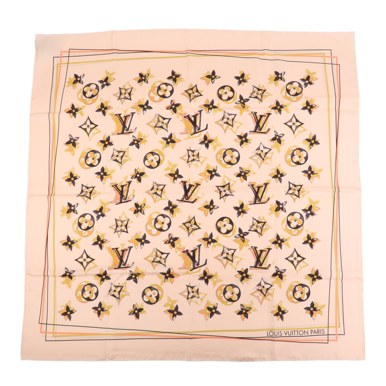 Louis Vuitton Monogram Silk 100% Scarf Pink Ｍ79267