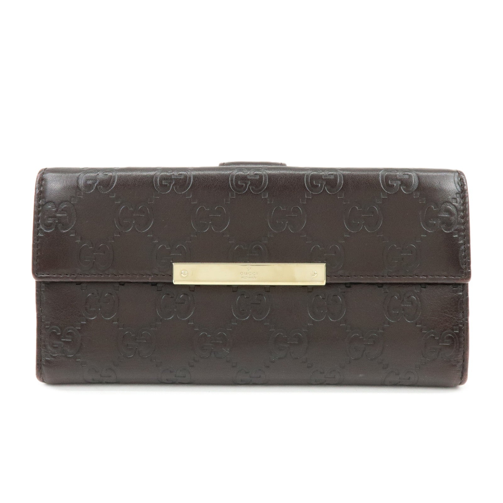 GUCCI Guccissima Leather Long Wallet Dark Brown 112715