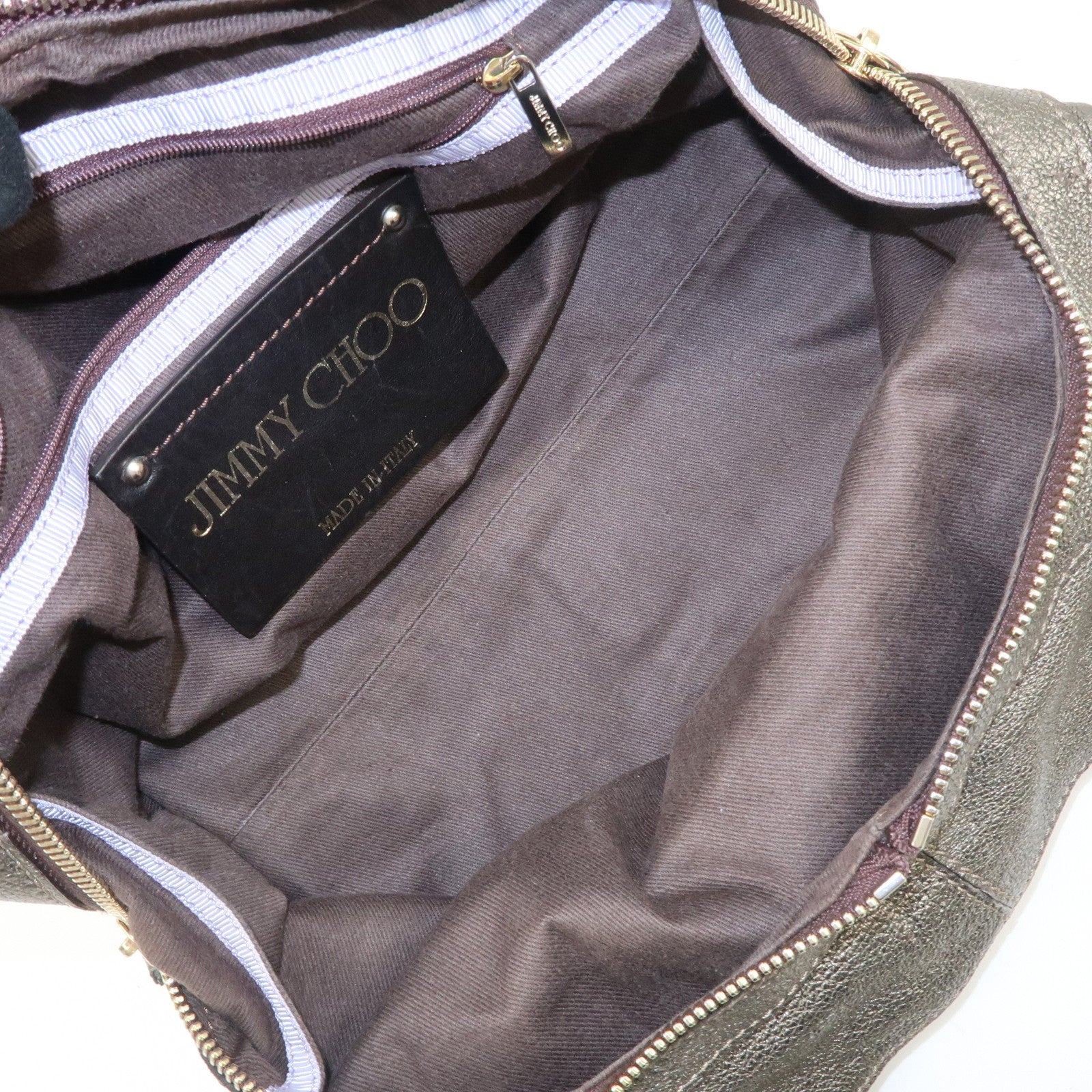 JIMMY CHOO Tulita Leather Shoulder Bag Hand Bag Metallic Brown