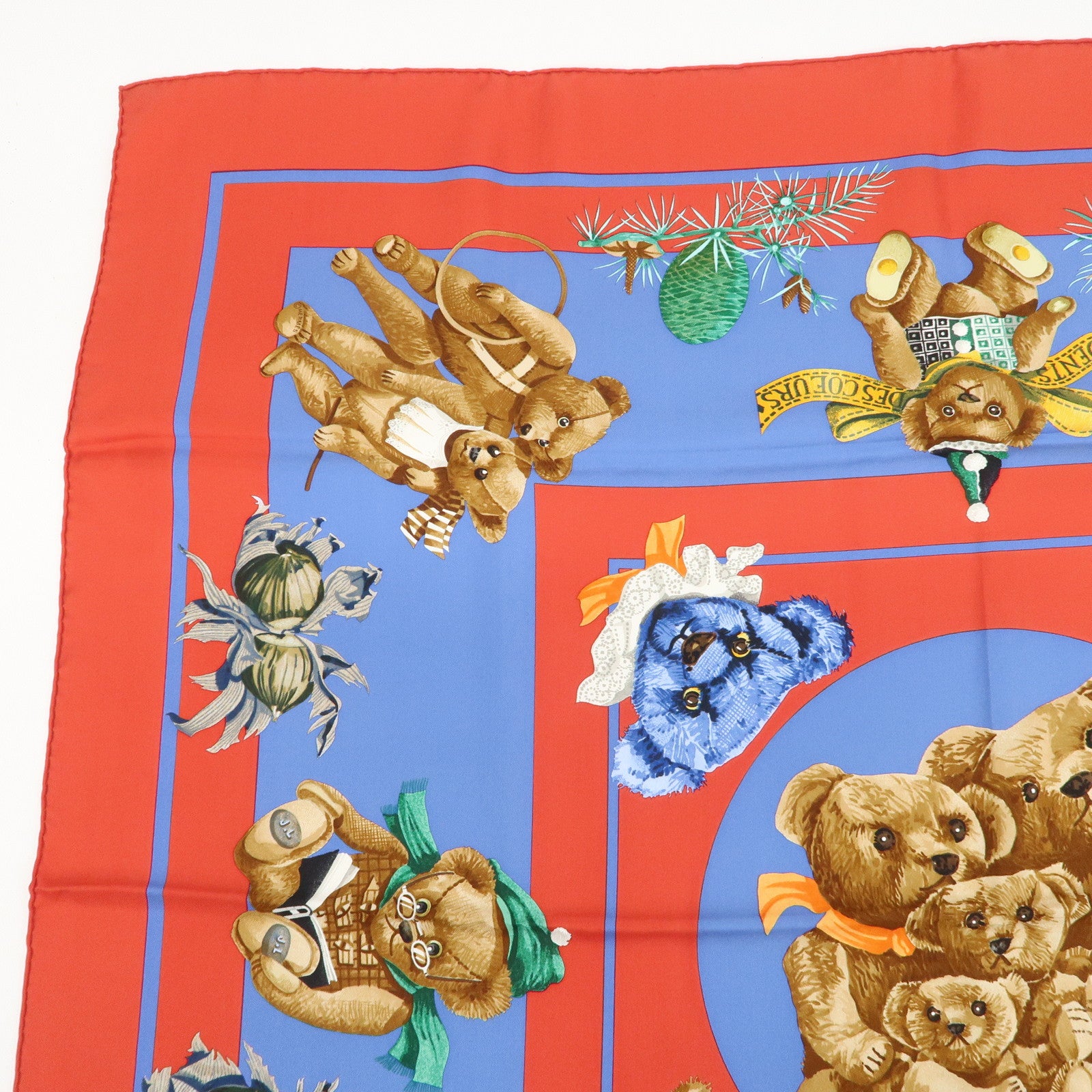 HERMES Carre 90 Silk 100% Scarf Confidents des Coeurs Red Blue