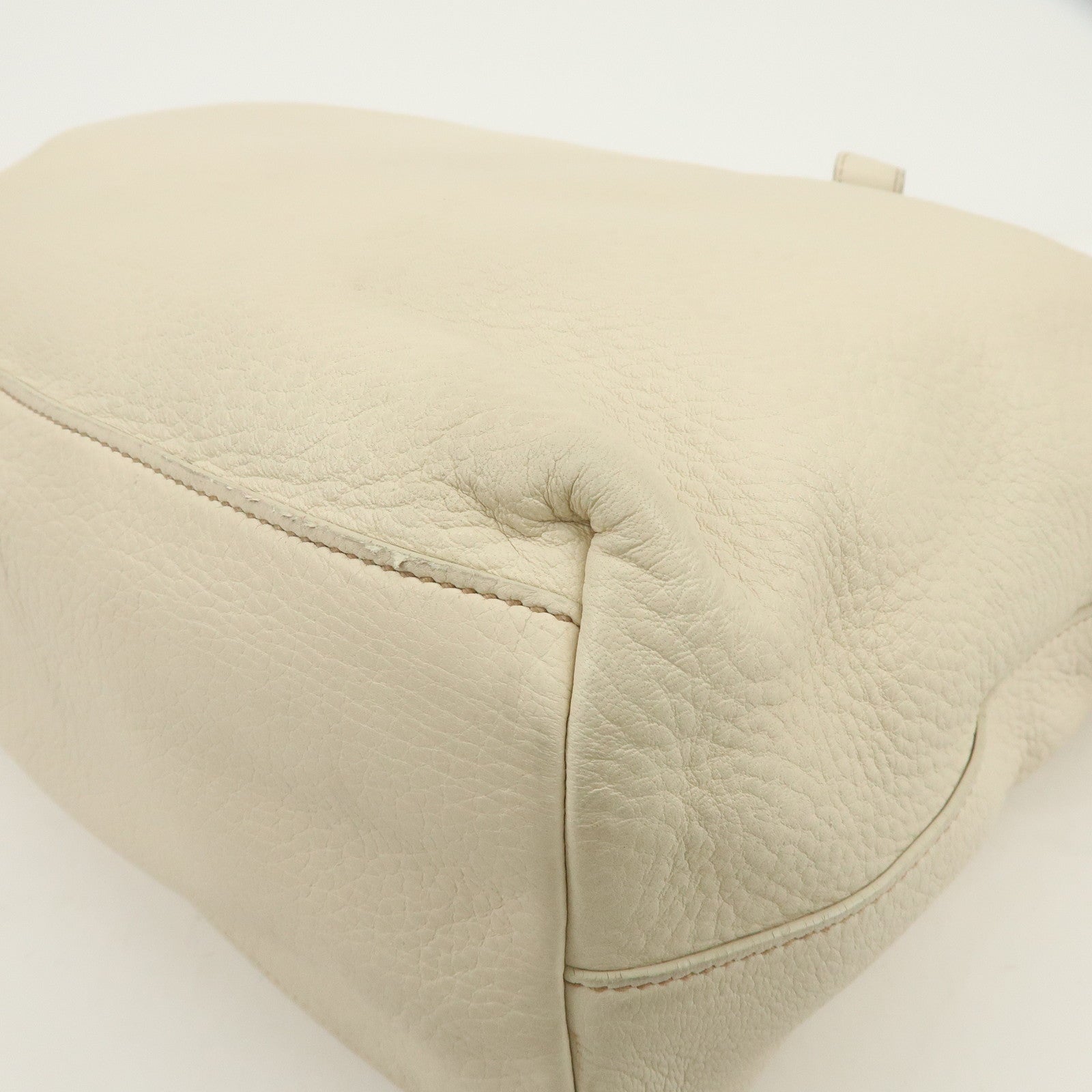 PRADA Logo Leather 2Way Bag Hand Bag Shoulder Bag Ivory