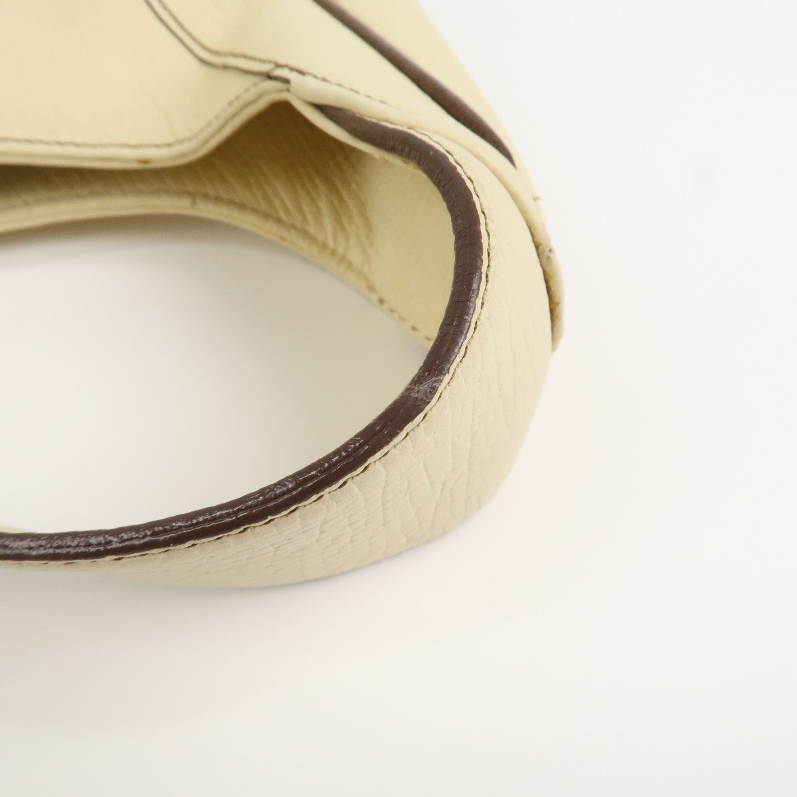 LOEWE Logo Leather Shoulder Bag Hand Bag Ivory