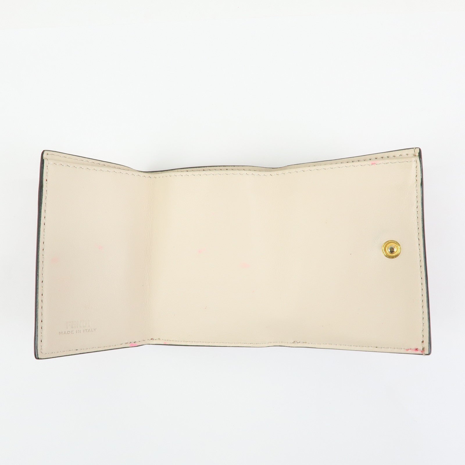 FENDI Peekaboo Leather Compact Trifold Wallet Red 8M0445