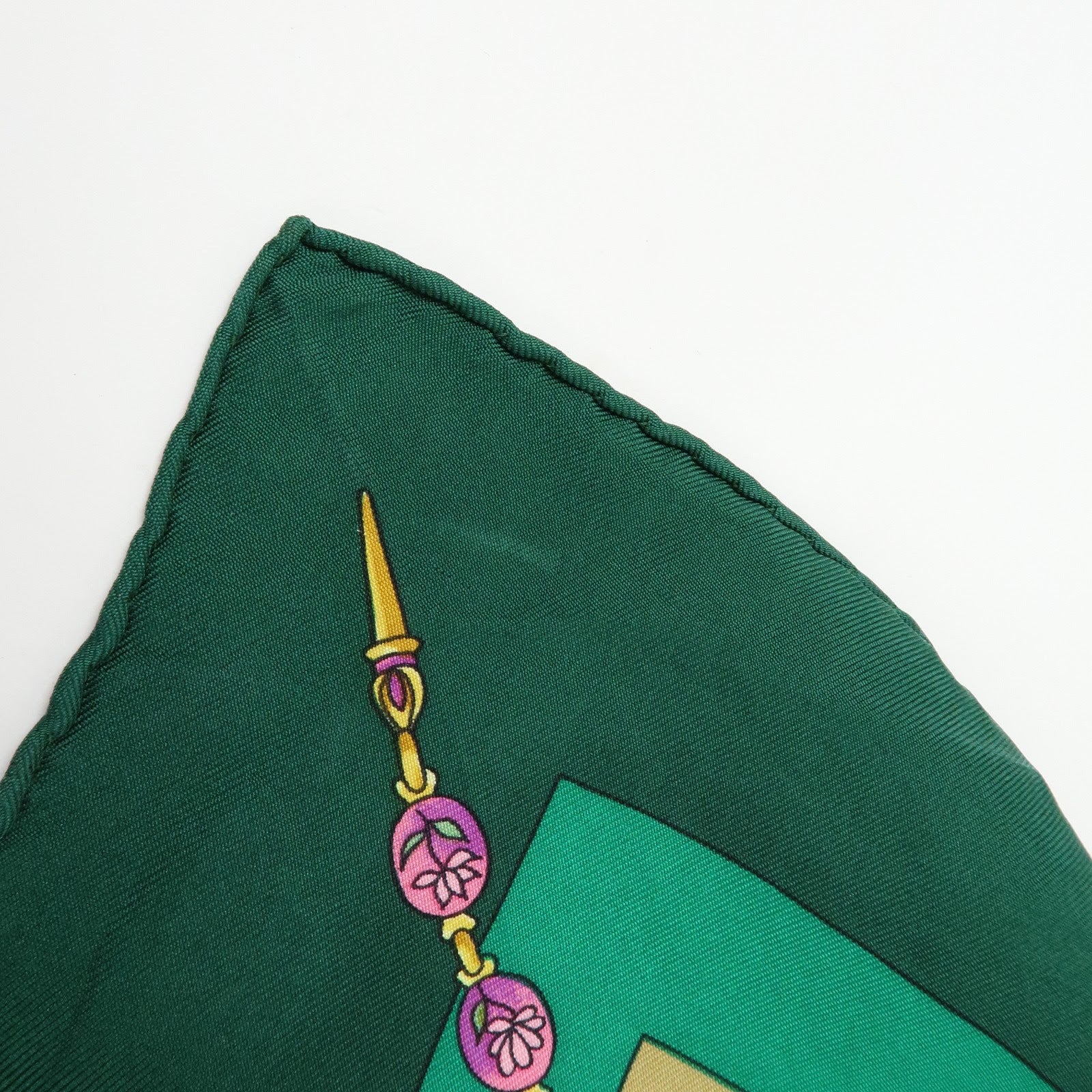 HERMES Carre 90 Set of 2 Silk 100% Scarf Navy Green