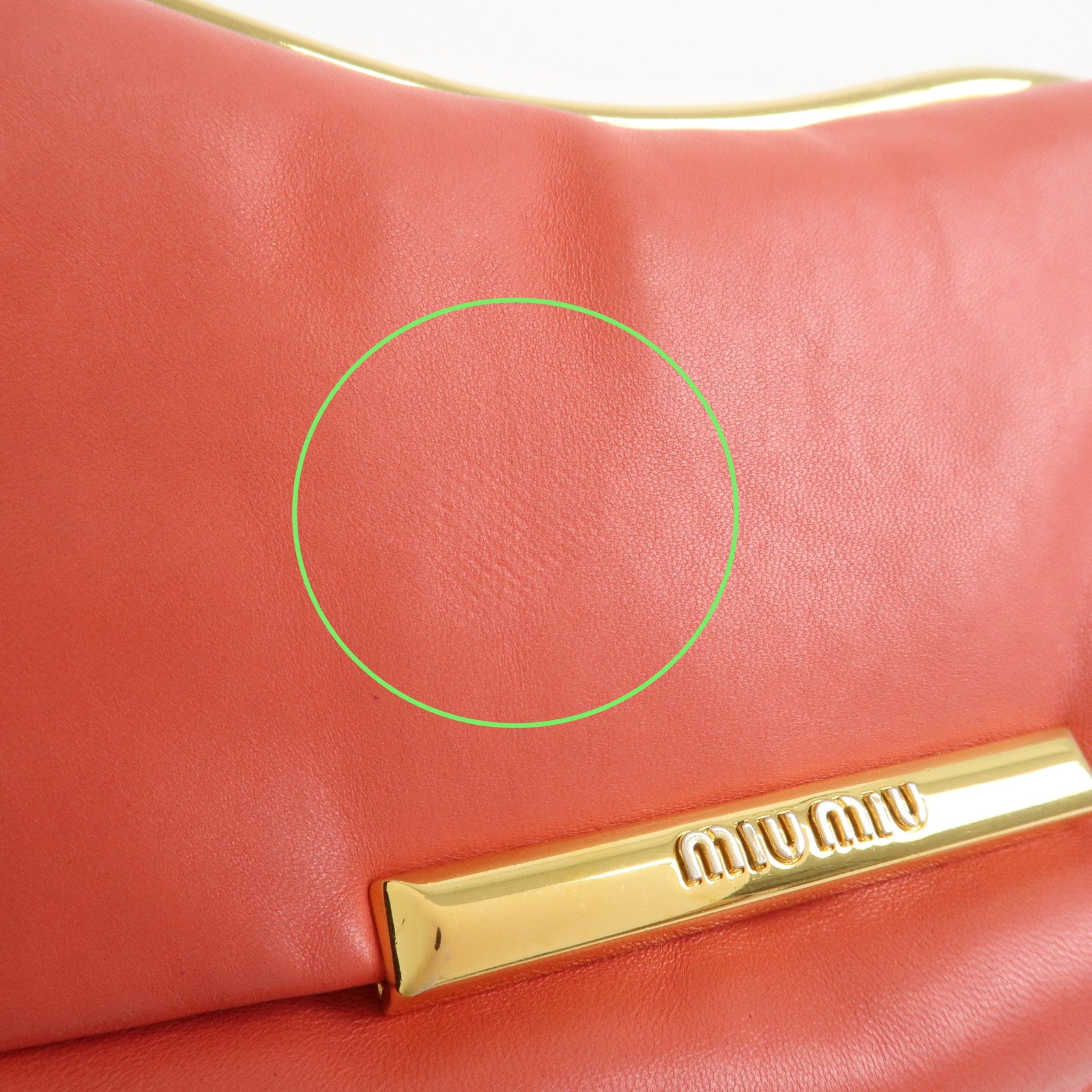 MIU MIU Nappa Leather Chain Shoulder Bag Crossbody Bag Coral