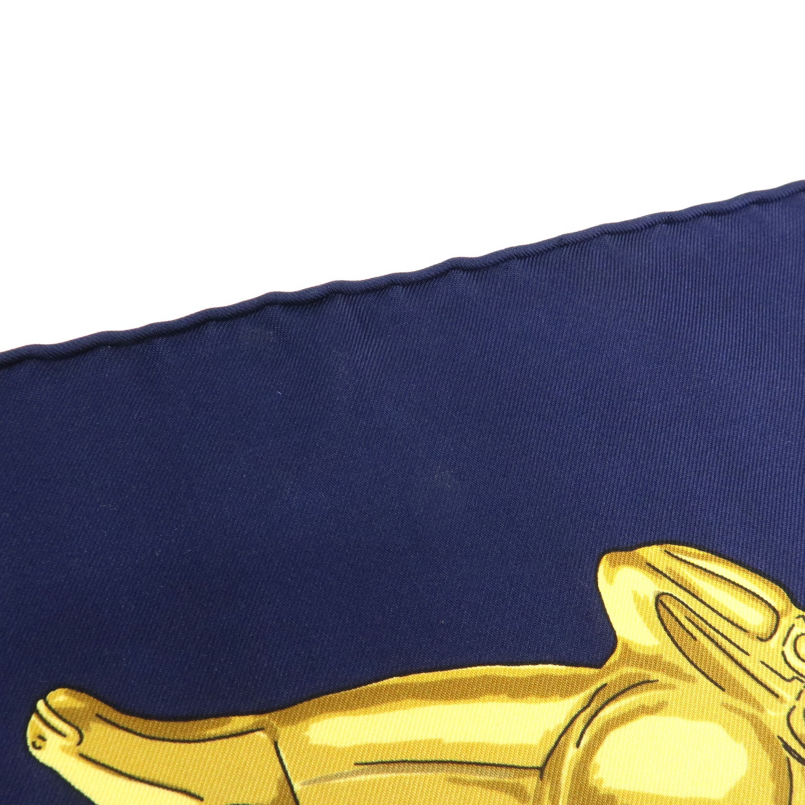 HERMES Carre 90 Silk 100% Scarf LES CAVALIERS D'OR Navy Gold