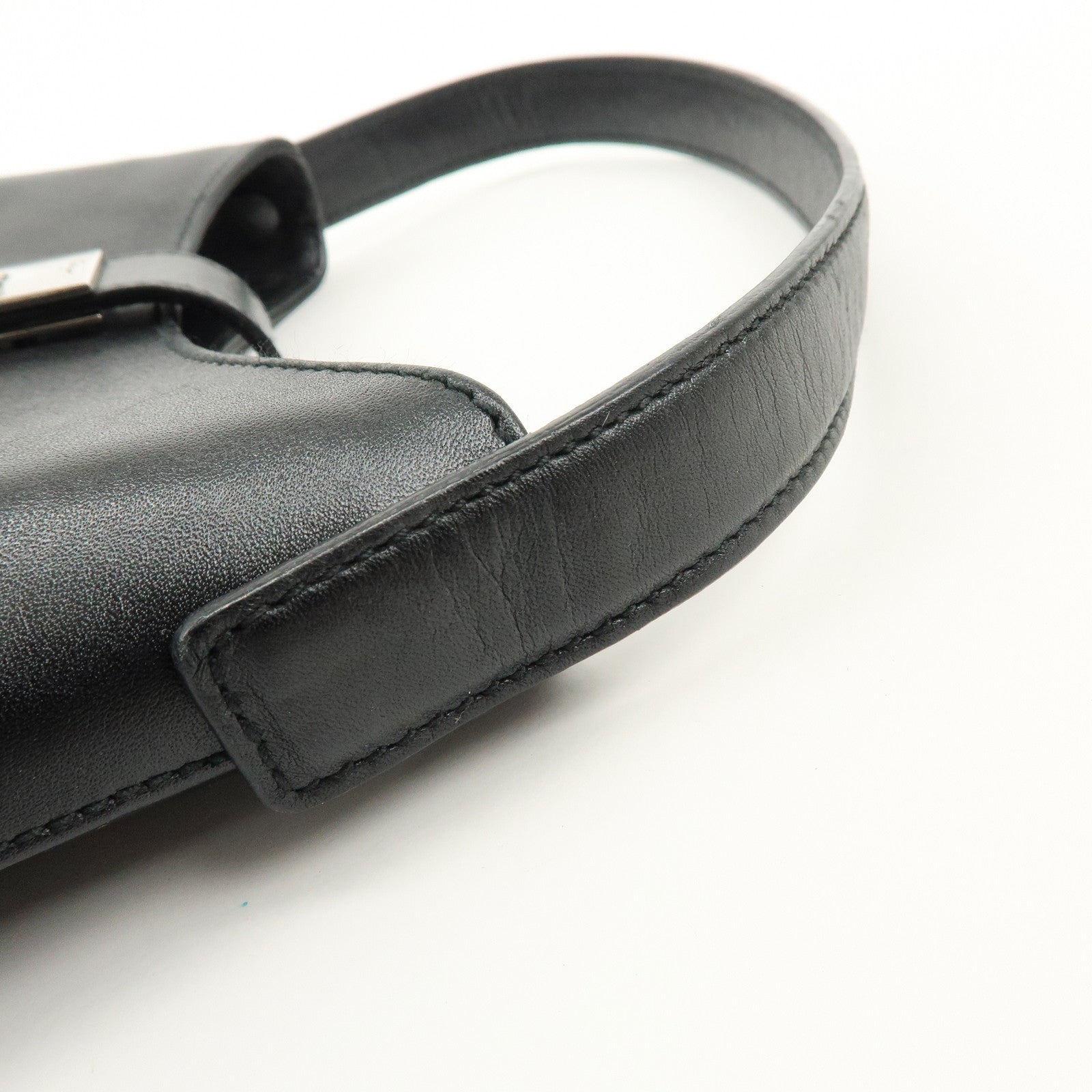 Ferragamo Gancini Leather Hobo Hand Bag Black