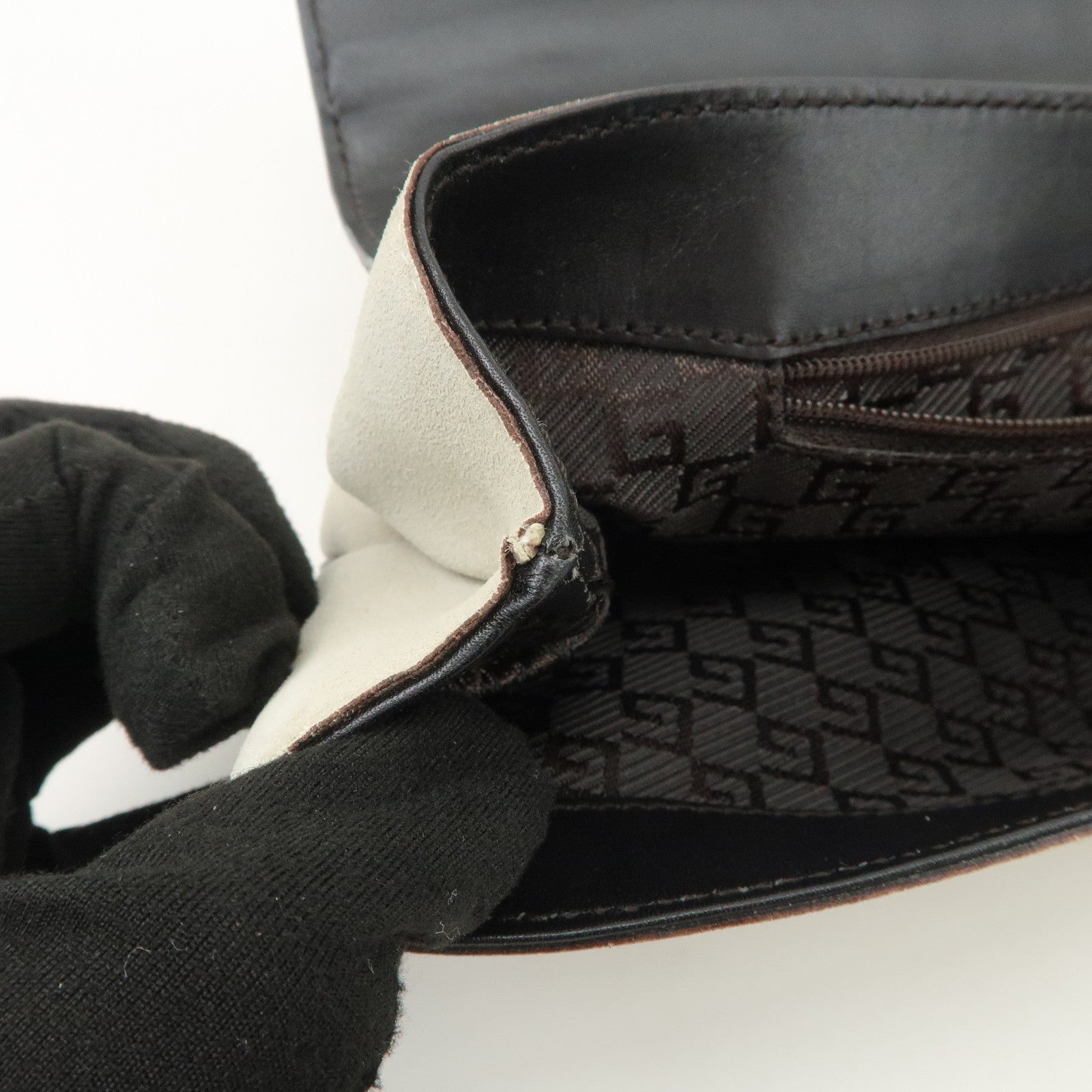 GUCCI Bamboo Suede Shoulder Bag Hand Bag Light Gray 001.4047