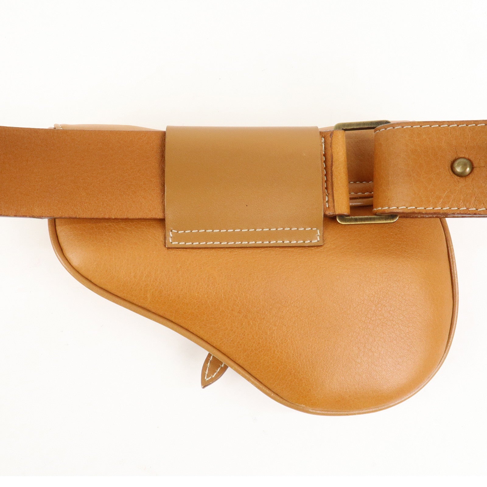 Christian Dior Saddle Leather Waist Bag Crossbody Bag Brown