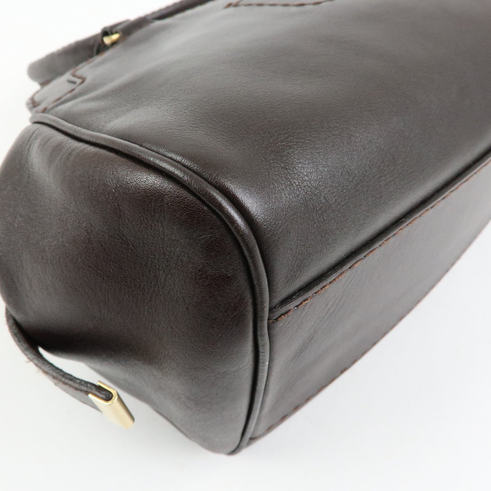 TOD'S Logo Leather Shoulder Bag Hand Bag Brown