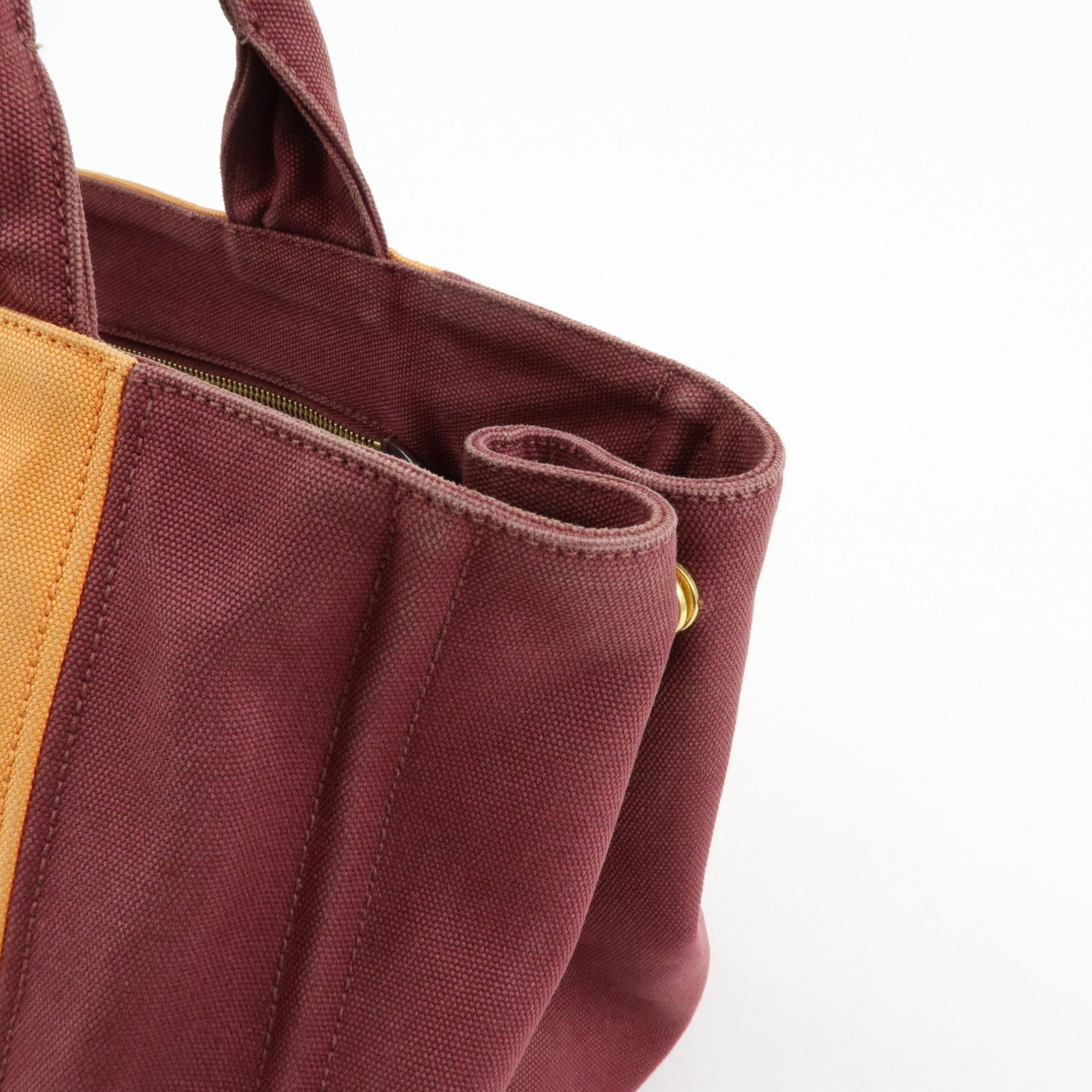 PRADA Logo Canapa Canvas 2Way Bag Tote Bag Orange Purple B1877G