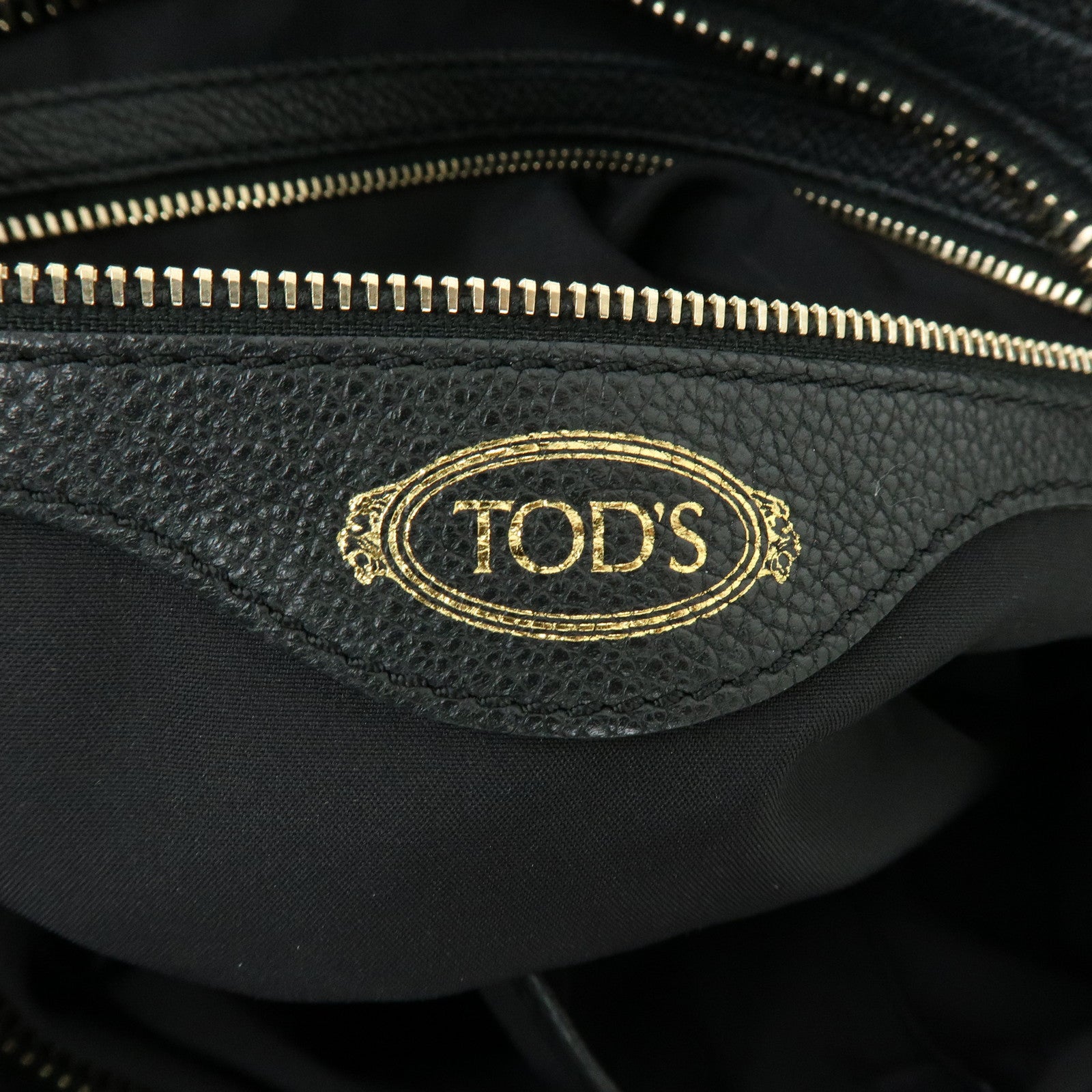 TOD'S Leather 2Way Bag Boston Bag Shoulder Bag Black