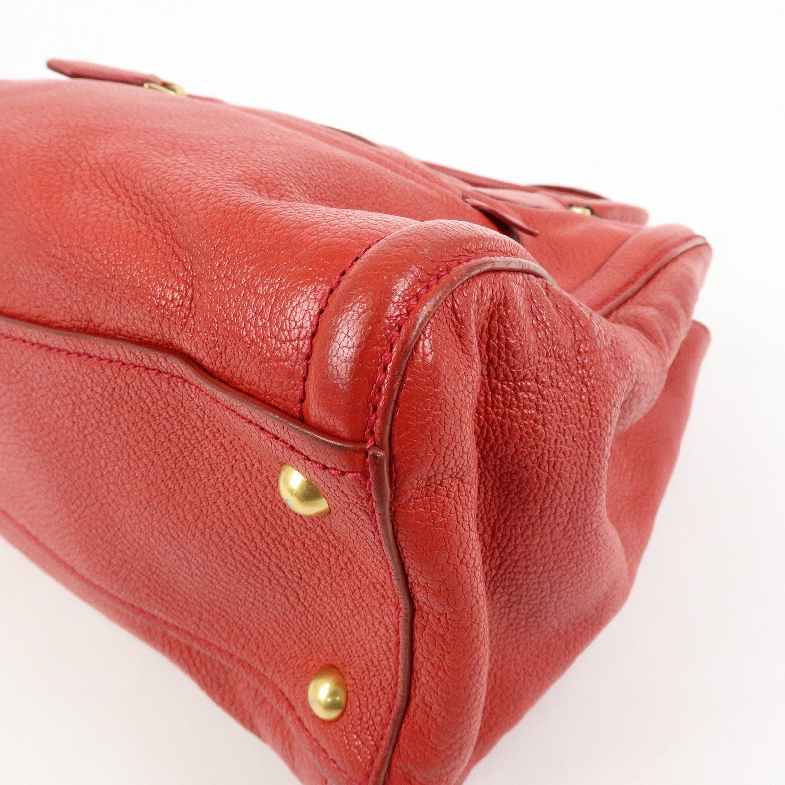 MIU MIU MADRAS Leather 2Way Bag Hand Bag Shoulder Bag Red