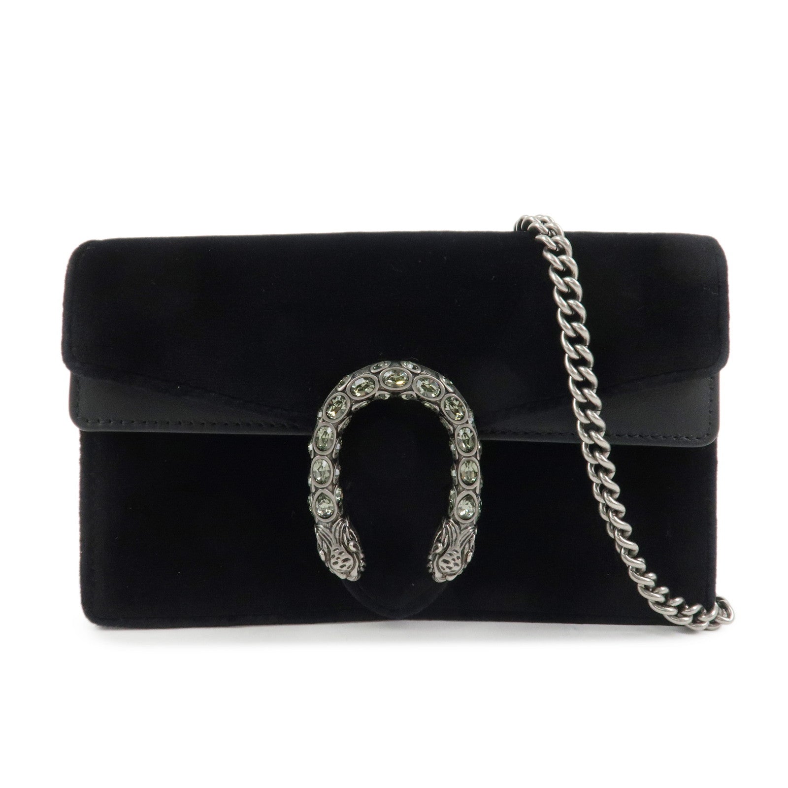 GUCCI Dionysus Super Mini Bag Velvet Chain Shoulder Bag Black476432